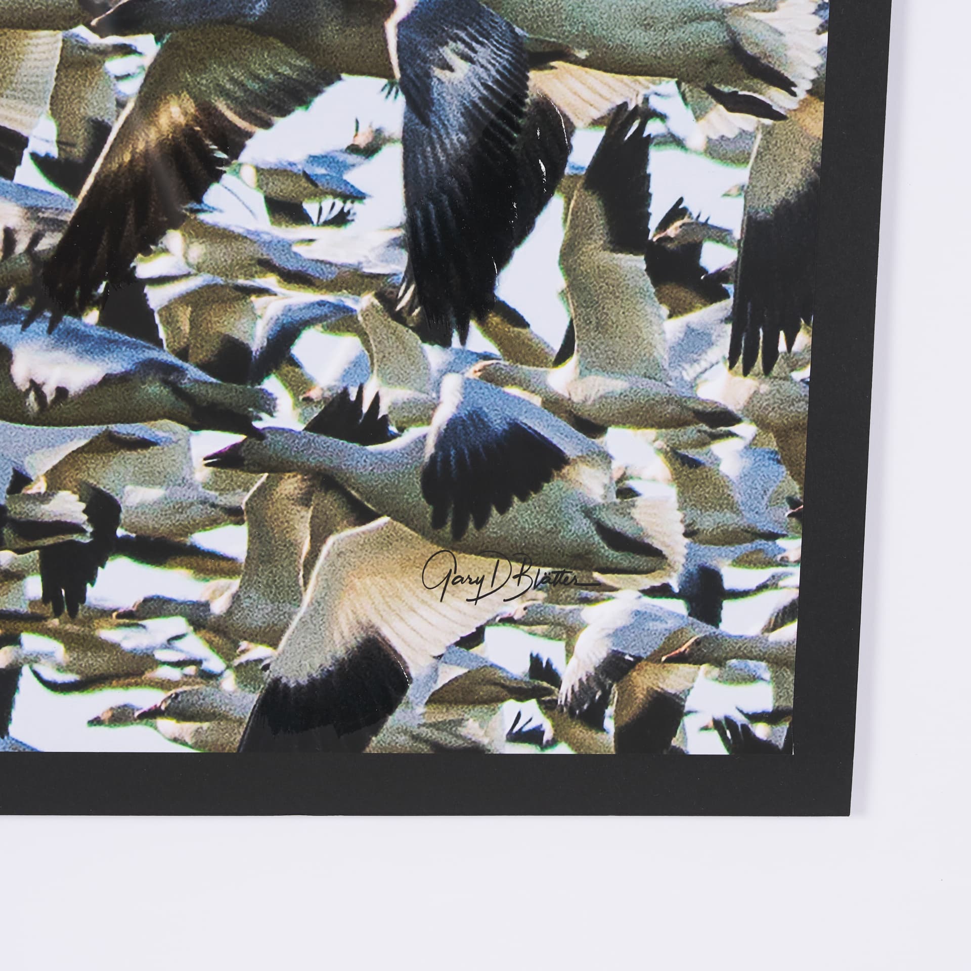 Snowgoose Migration 2 by Gary Blatter Hand Embelished Textured Framed Art Print Matted under Glass — product photograph