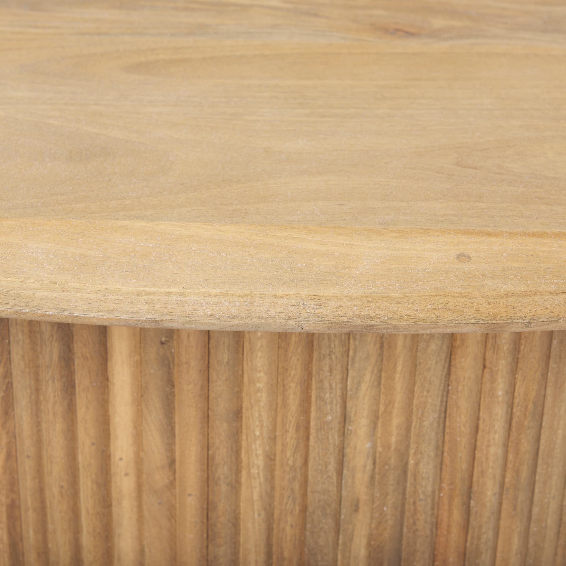 Terra 48L x 28W x 15H Light Brown Wood Oval Fluted Coffee Table — product photograph
