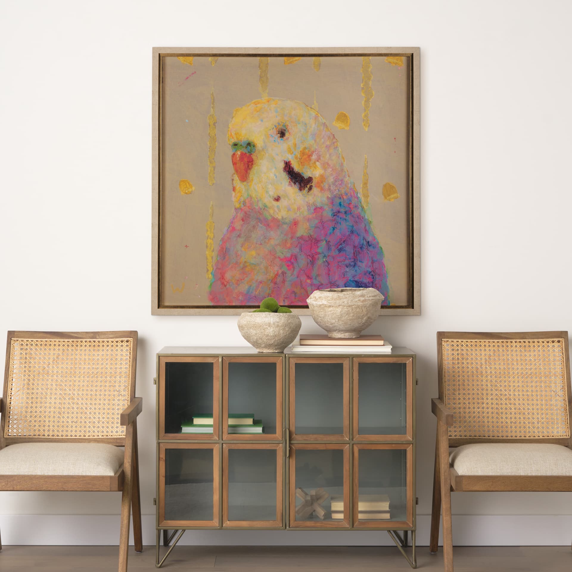 Pop Birds - Flight by Mercana Studio Hand Embellished Textured Framed Art Print Matted under Glass — product photograph