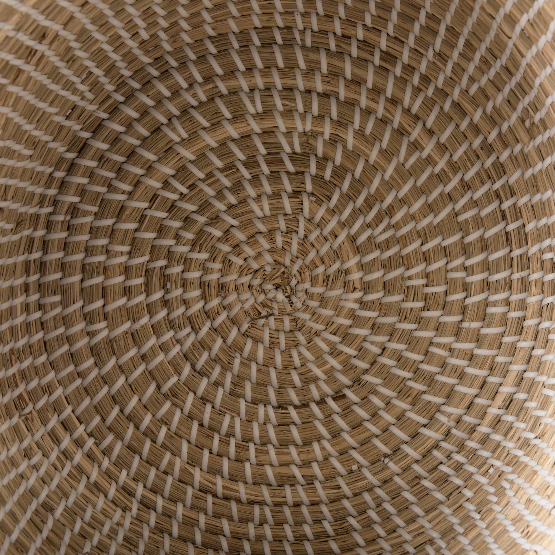 Olivia 15.7L x 15.7W x 17.3H Set of 3 Beige Seagrass Basket W/Lid and Handles — product photograph
