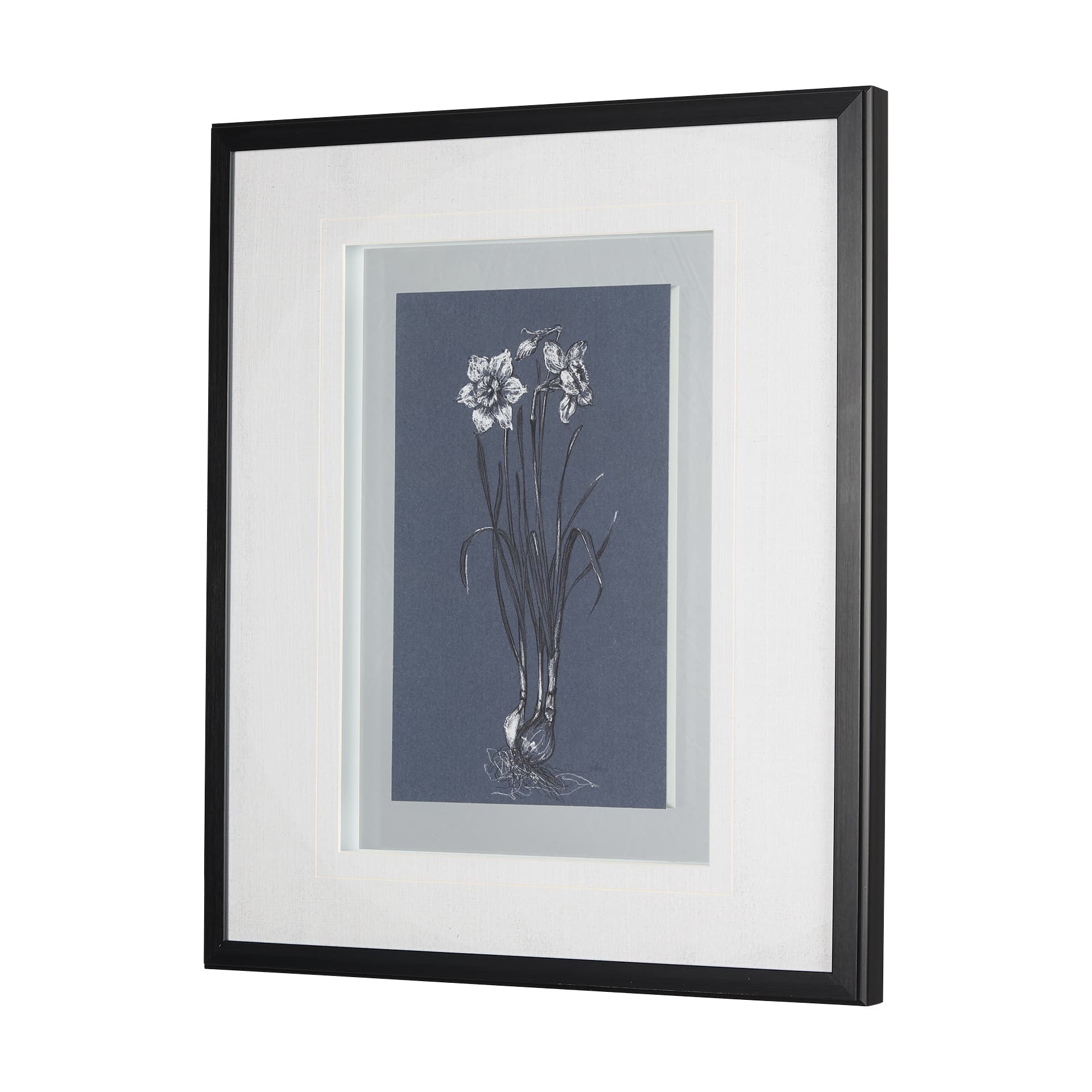 Botanical sketches II (Blue) by Mercana Studio Hand Embellished Framed Art Print Matted under Glass — product photograph