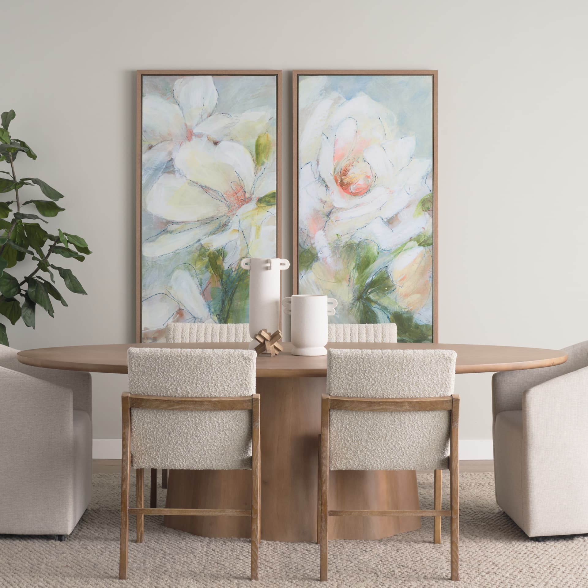 Aromatic Magnolia by Mercana Studio a Hand Embellished Textured Framed Canvas — in a styled room