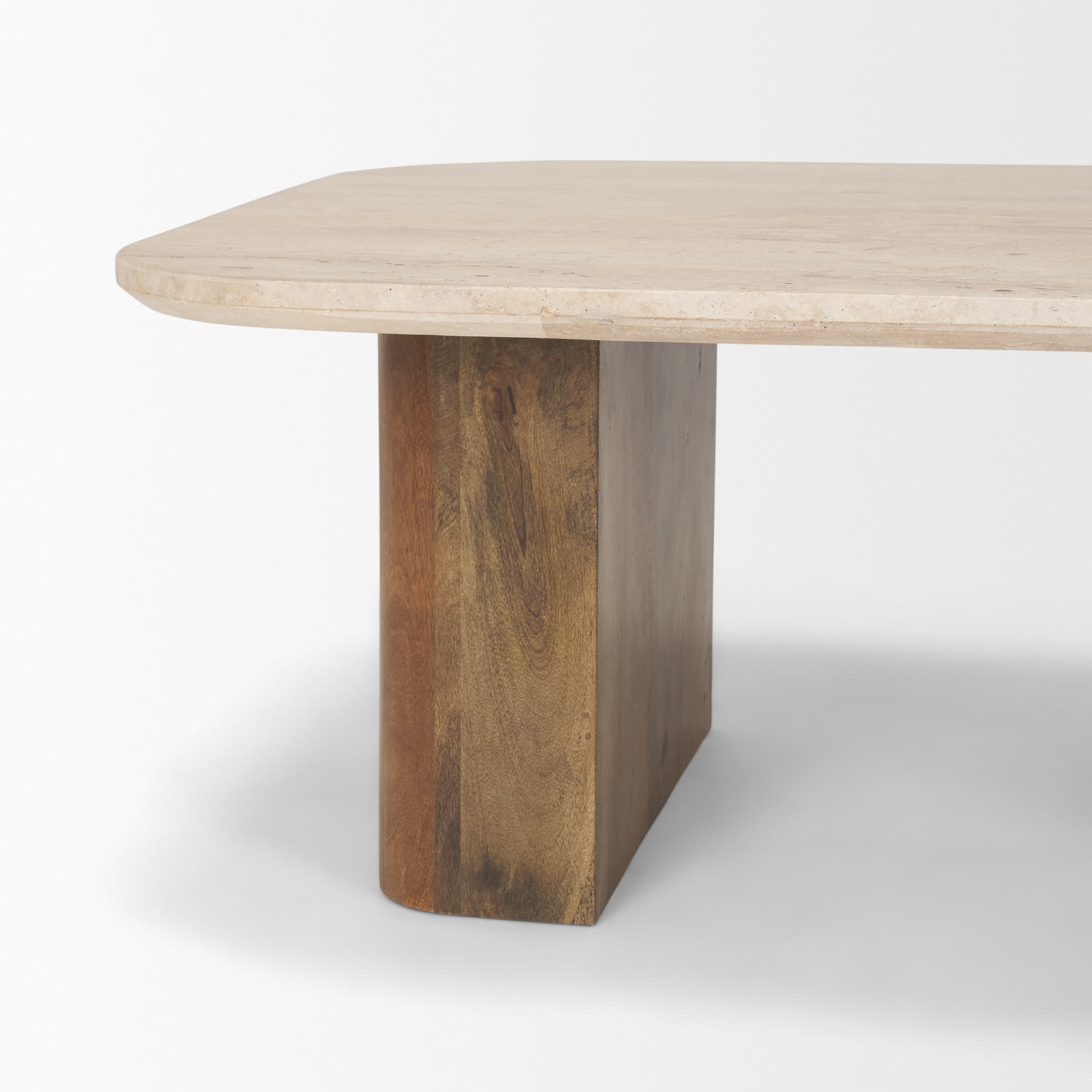 Symona Travertine and Mango Wood Rectangle Coffee Table — product photograph