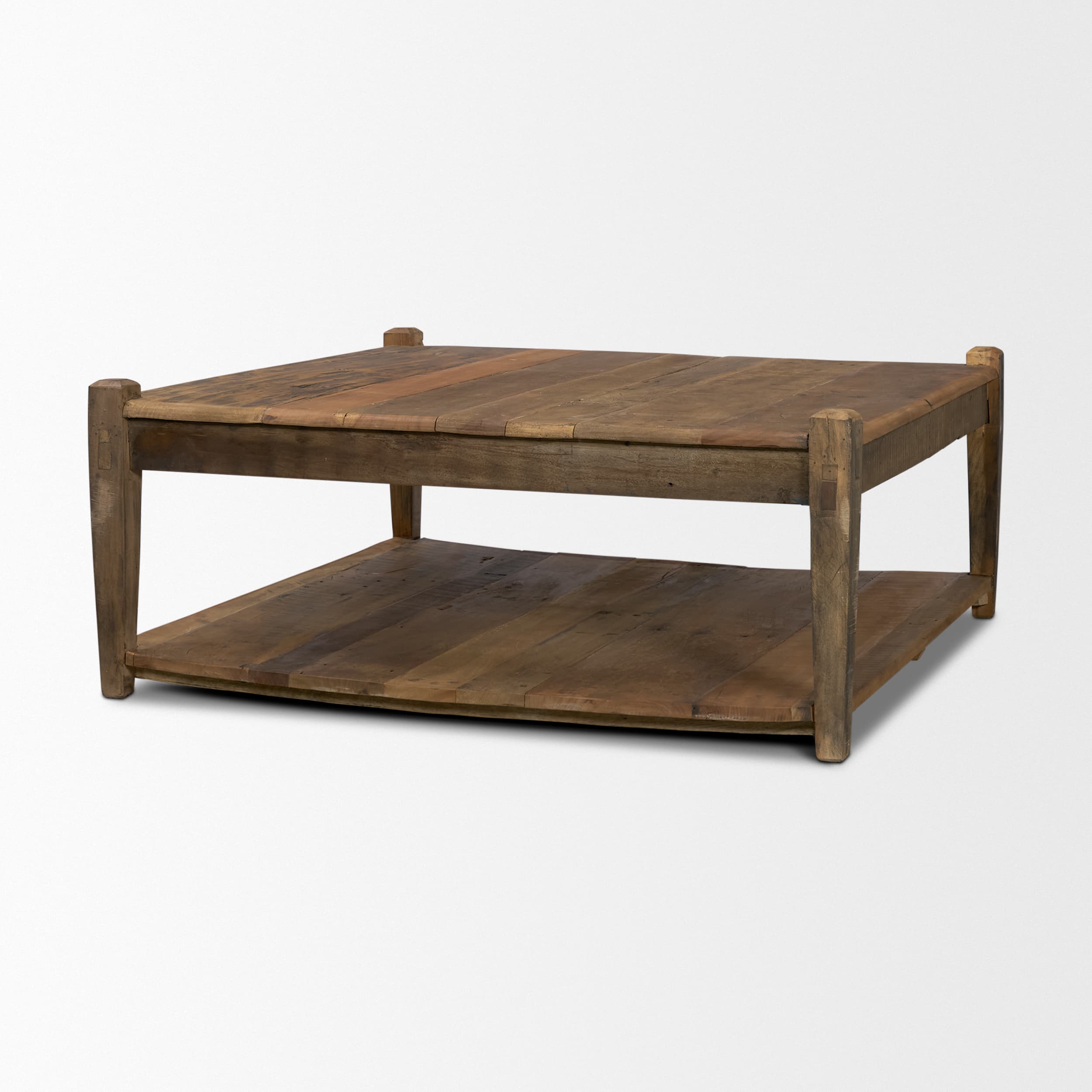 Ashwick Dark Brown Reclaimed Wood Square Coffee Table — product photograph