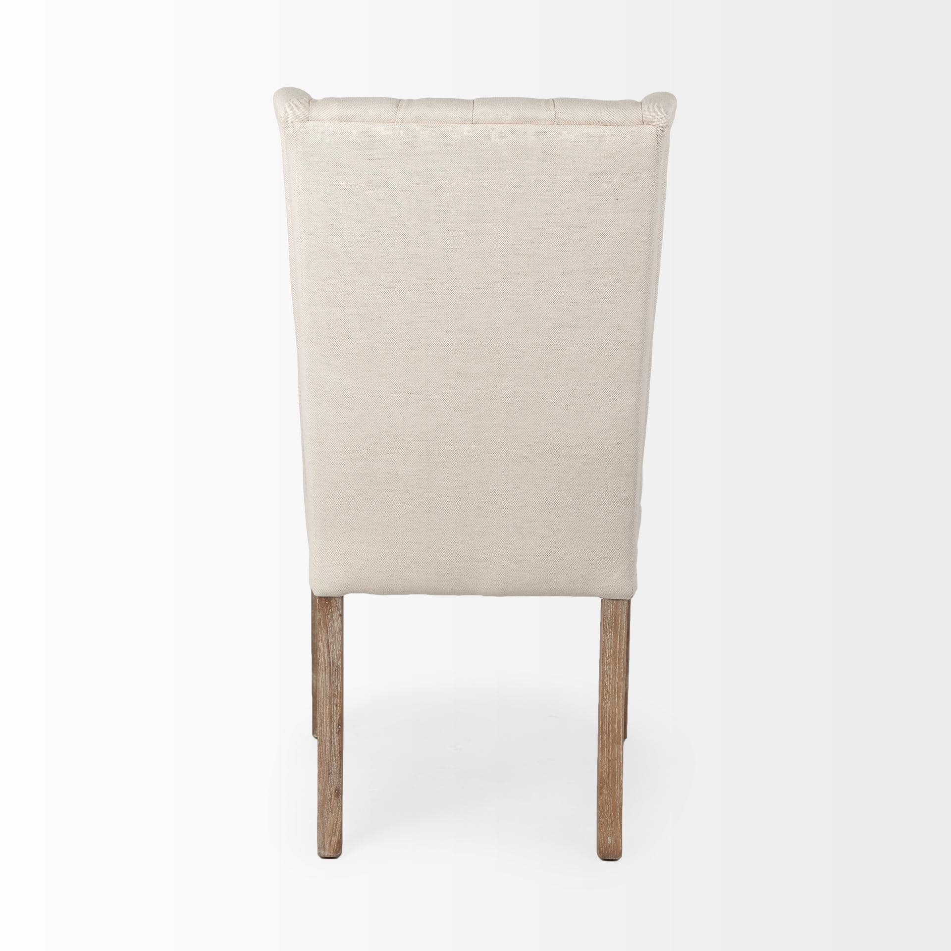 Mackenzie High-Back Dining Side Chair | Cream Plush Linen w/ Ash Wood — product photograph