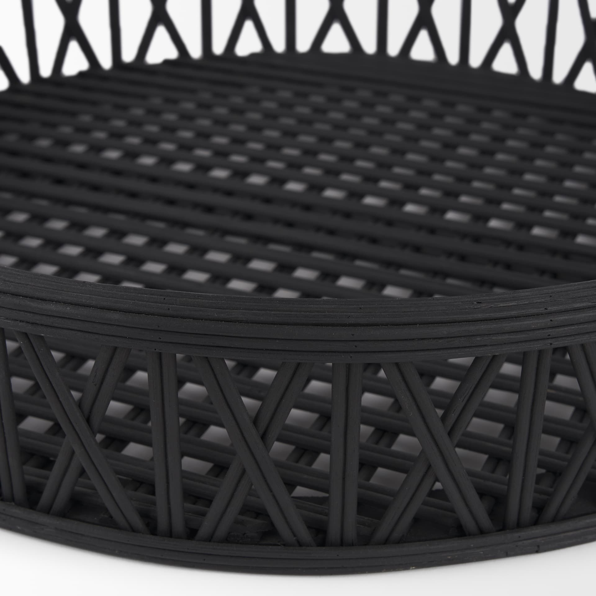 Thea Matte Black Wicker Trays (Set of 2) — product photograph