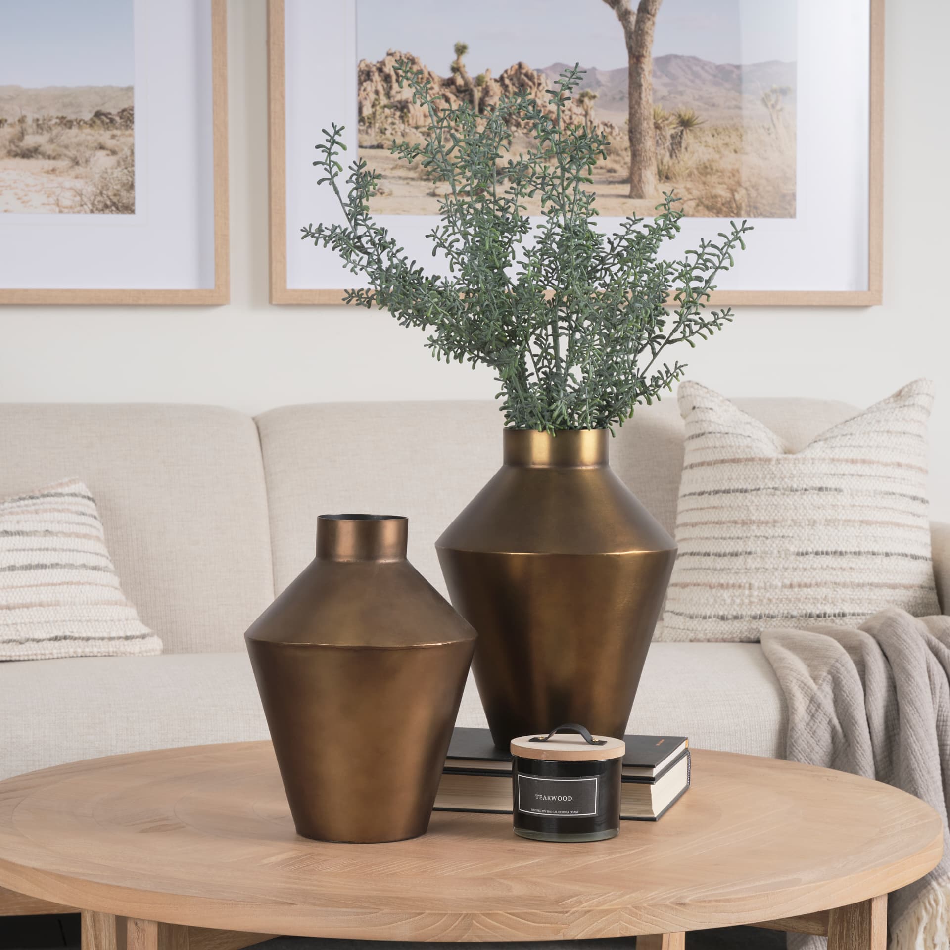 Perrin Small Brushed Gold Metal Decorative Vase — product photograph