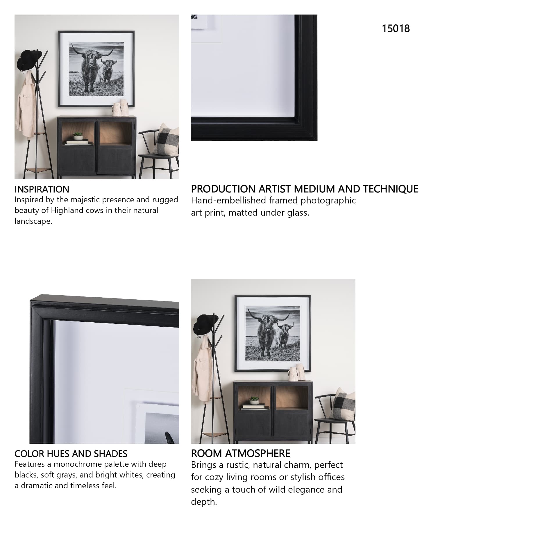 Highlands by Mercana Studio a Hand Embellished Textured Framed Photo Art Print Matted under Glass — in a styled room