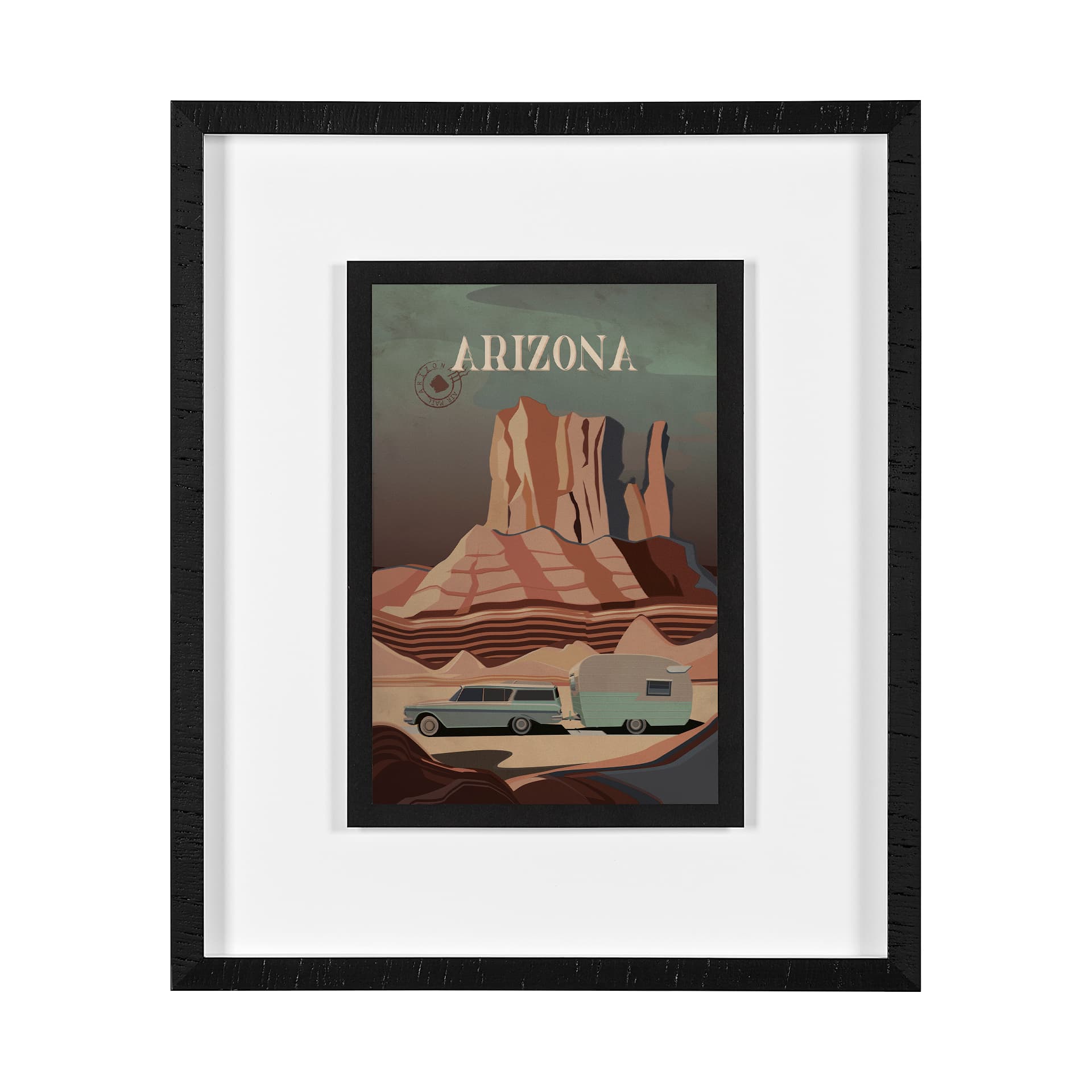 Arizona Go USA (M) by Mercana Studio a Framed Art Print Matted under Glass — product photograph