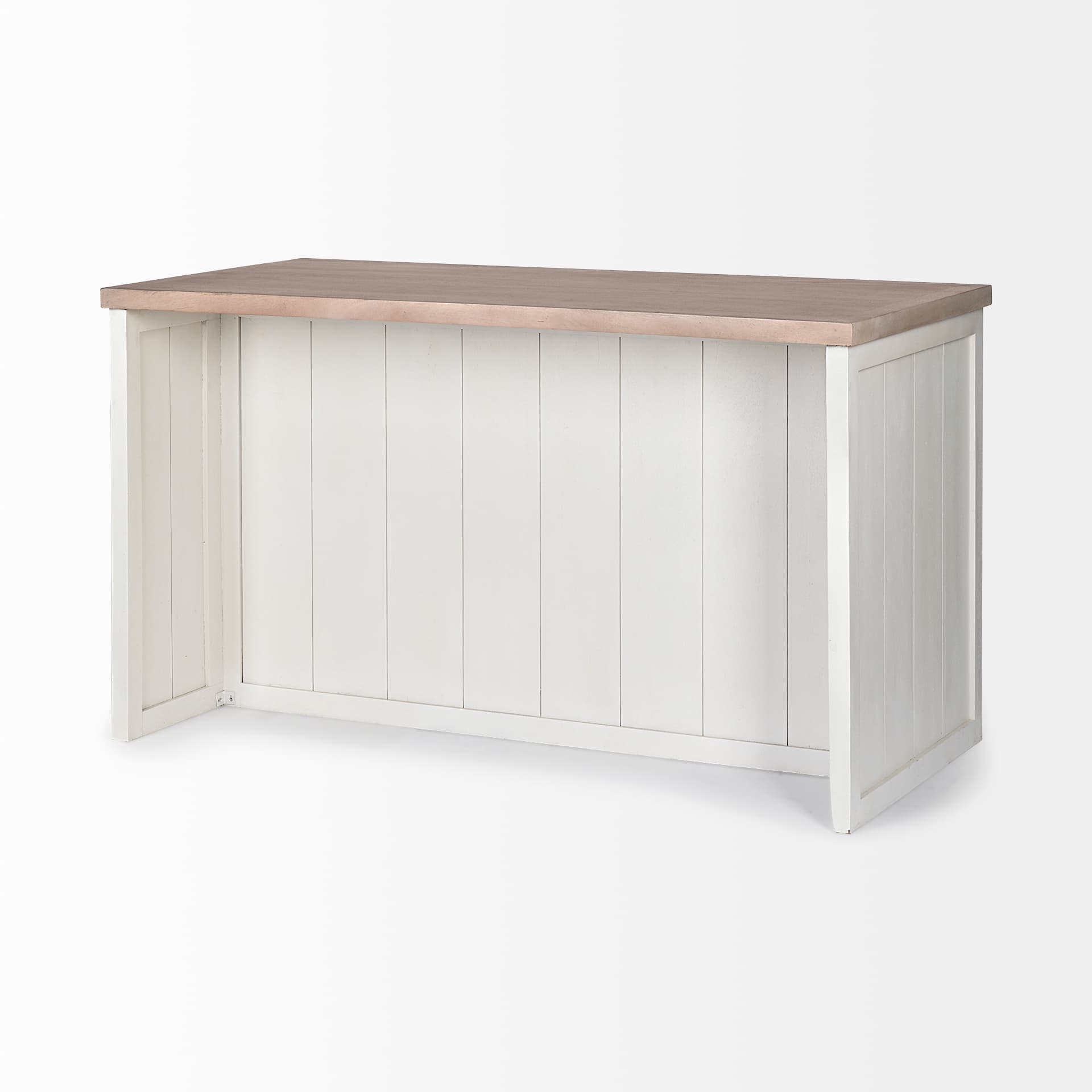 Fairview II White and Brown Two-Tone Stain Solid Wood Kitchen Island — product photograph