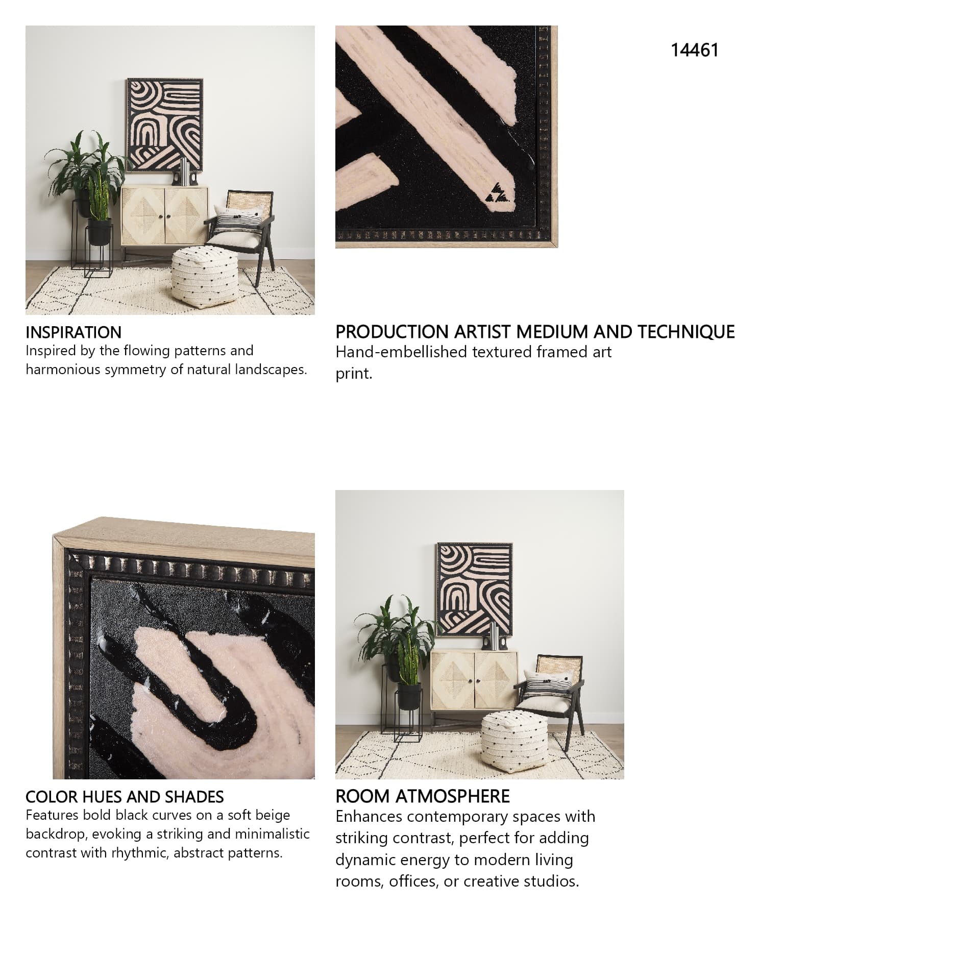 Clay Patern II by Mercana Studio a Hand Embellished Textured Framed Art Print — in a styled room
