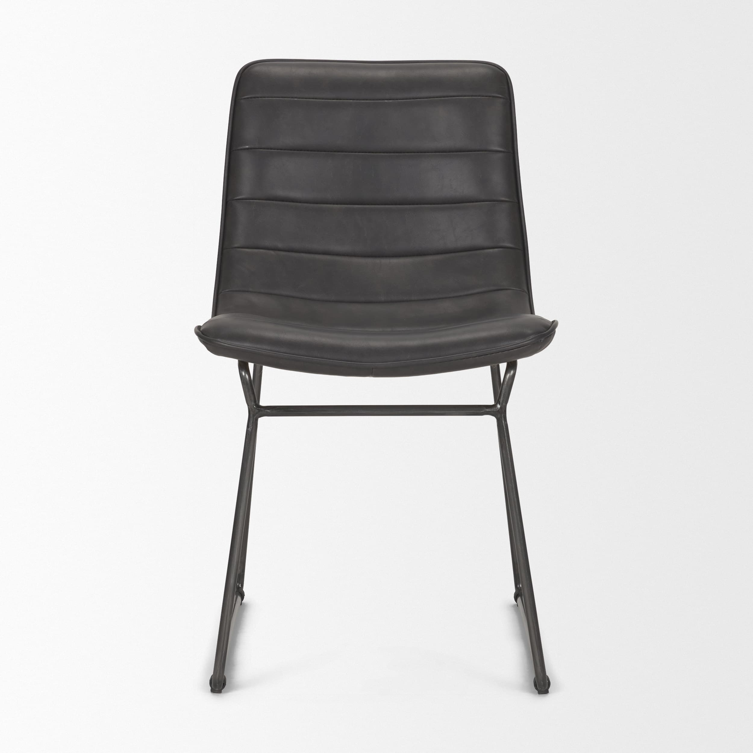Thornton Solid Back Dining Side Chair | Faux Leather w/ Iron — product photograph