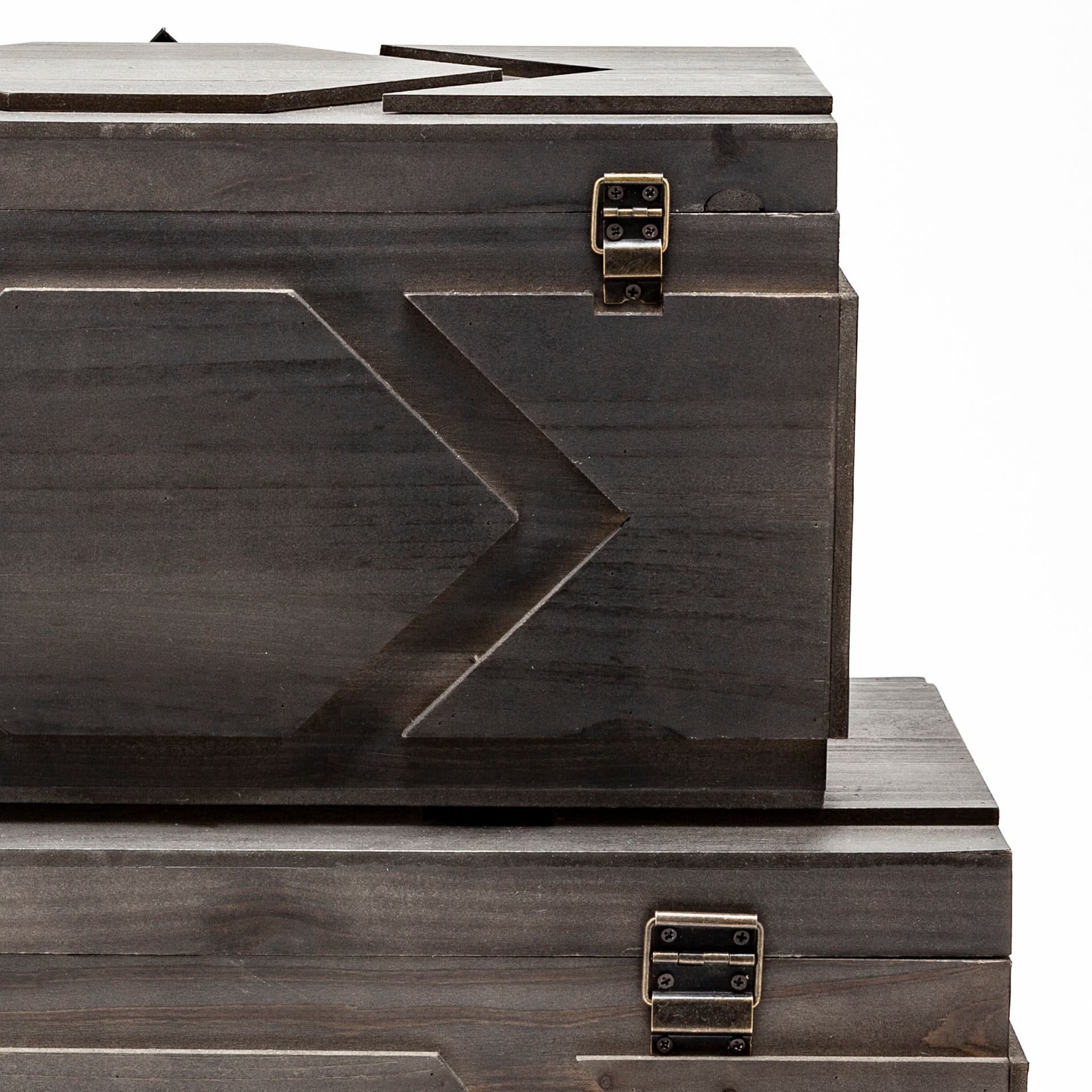 Cassia Set of 2 Brown Wooden Boxes — product photograph