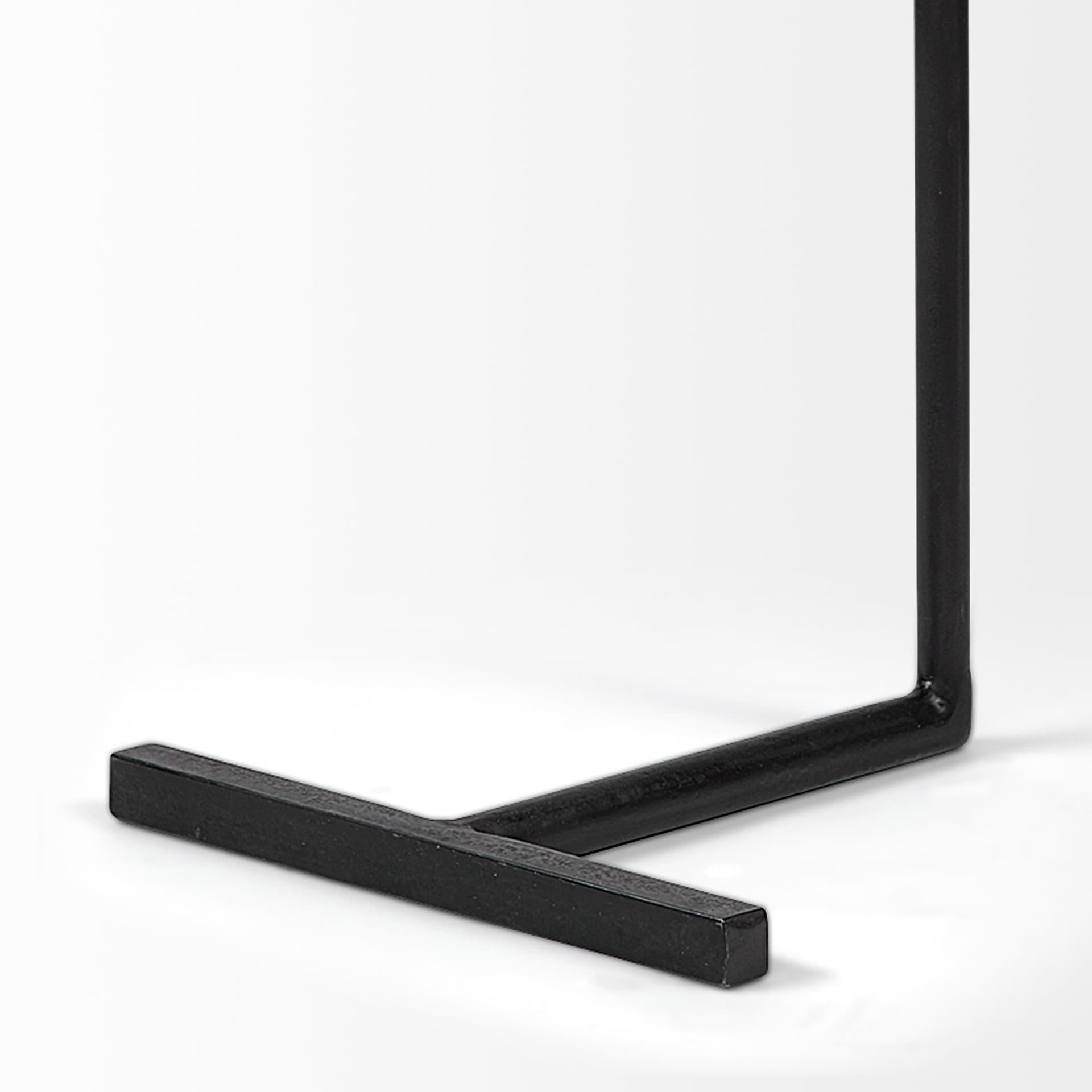 Ballatine 15L x 15W x 27H Brown Wood Round Top w/ Black Metal Base Accent Table — product photograph