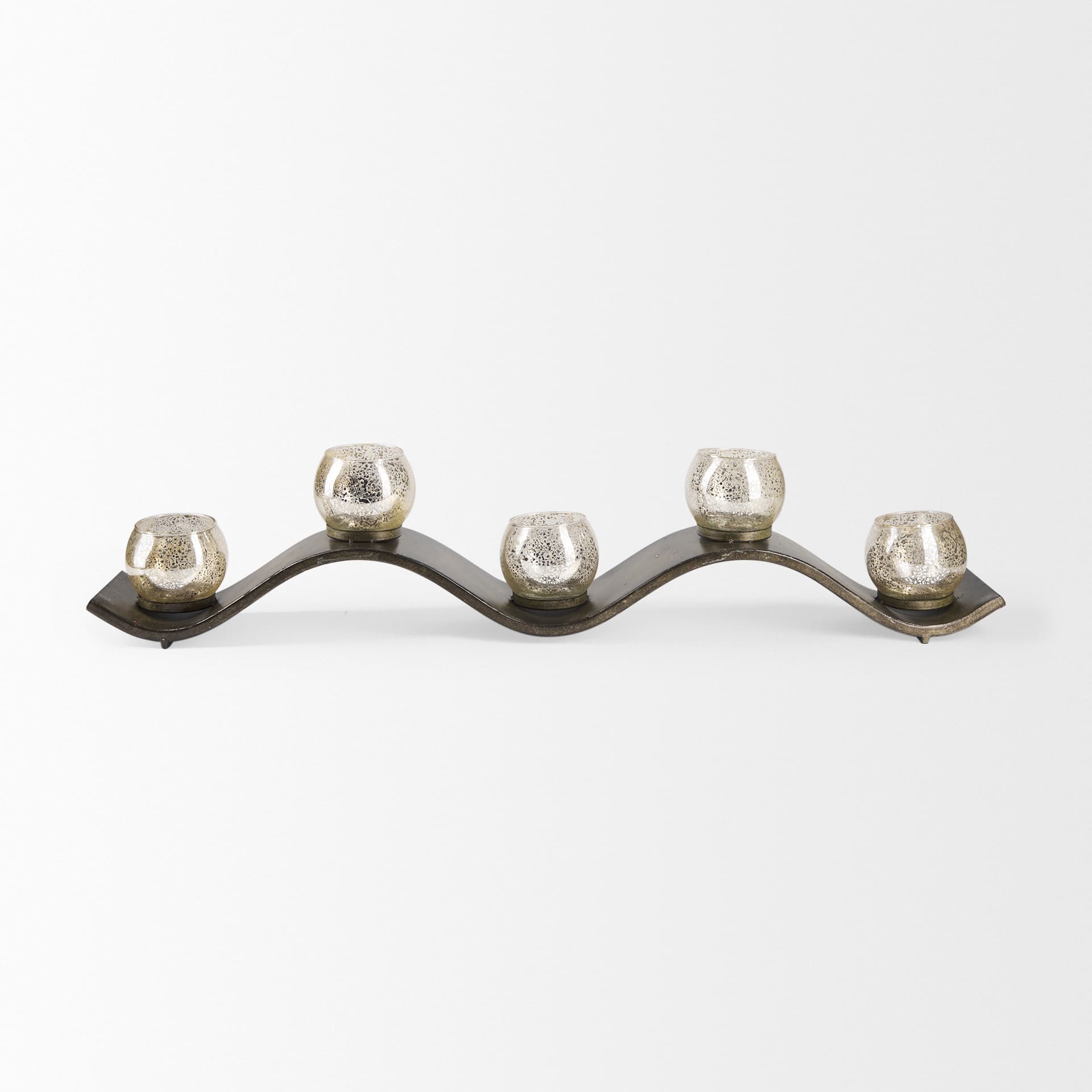 Lux Copper Metal Five Hurricane Glass Holder Table Candle Holder — product photograph