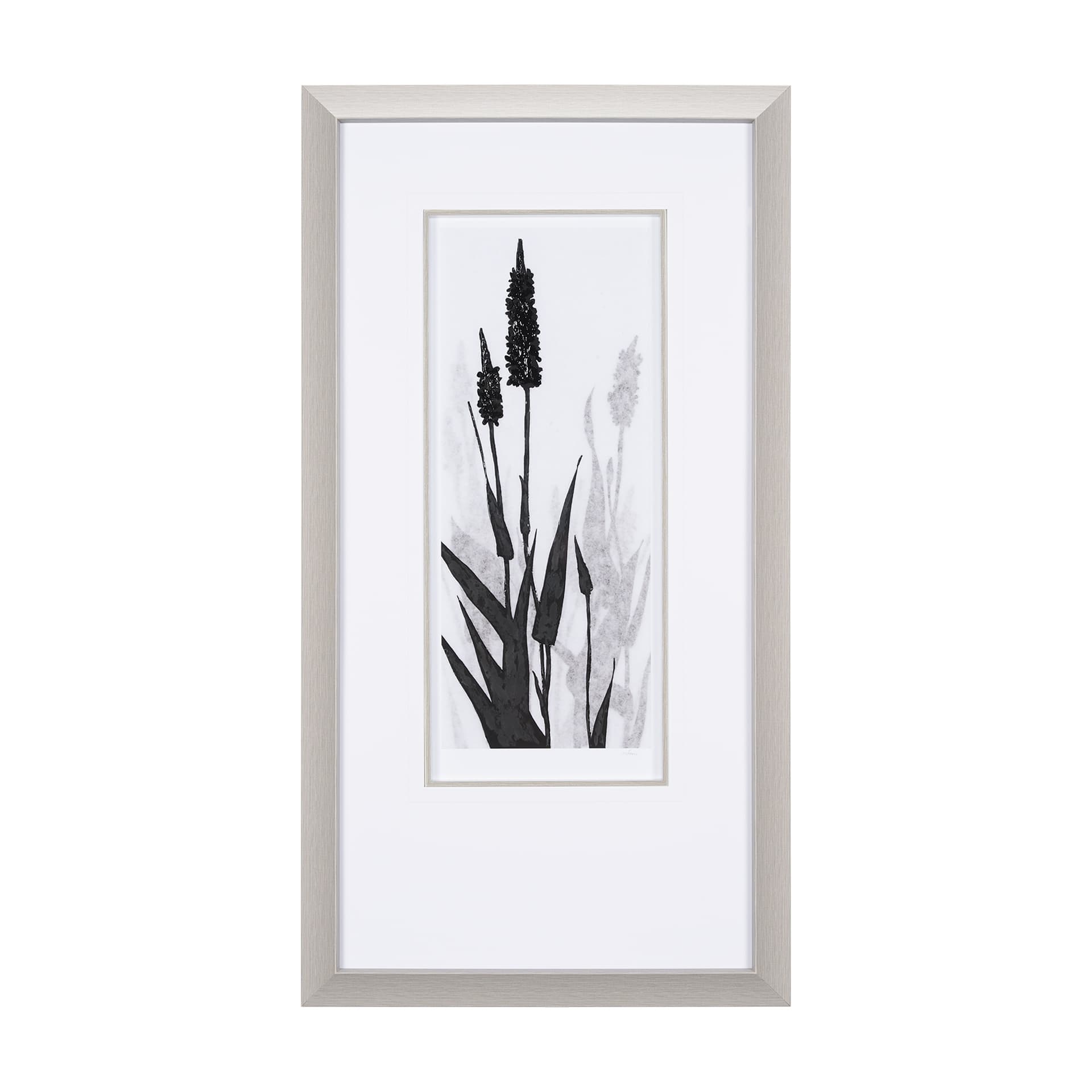 Floral Silhouette II by Mercana Studio Hand Embellished Textured Framed Art Print Matted under Glass — product photograph