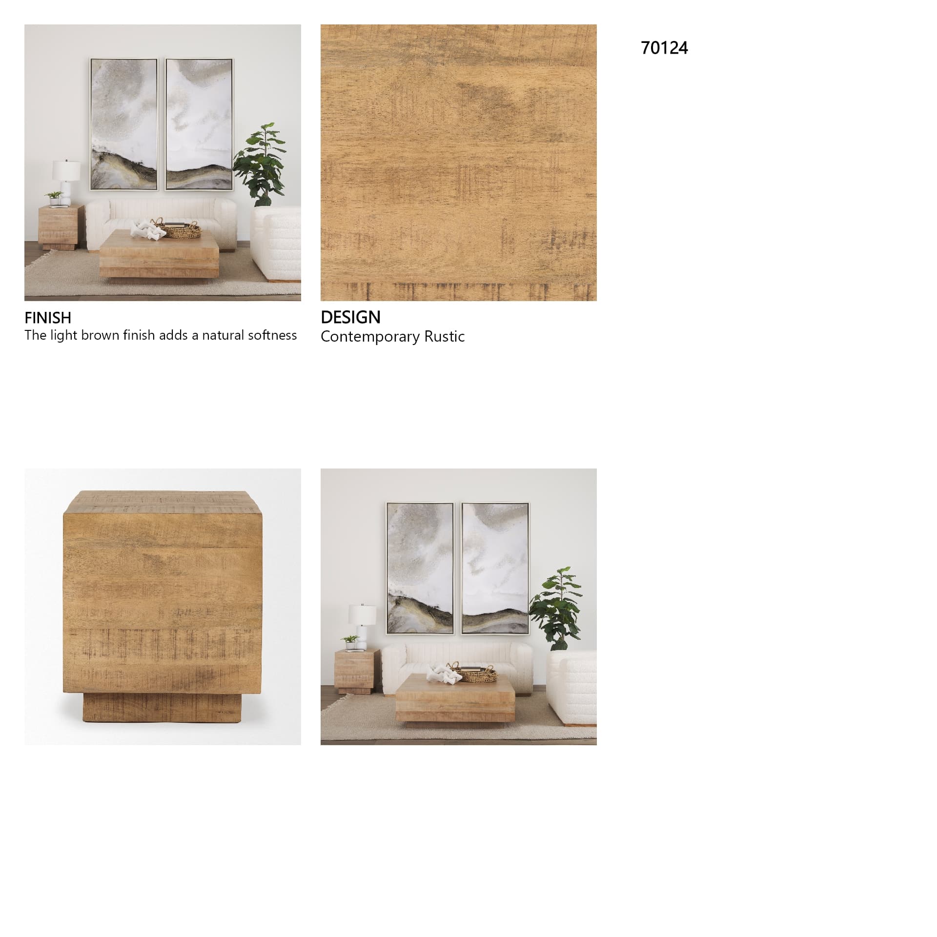 Hayden Light Brown Wood End/Side Table — in a styled room
