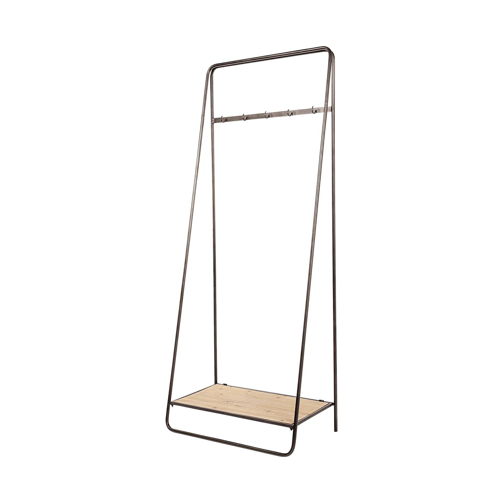 Carell 31L x 18W Black Metal And Wood Shelf Hall Tree — product photograph