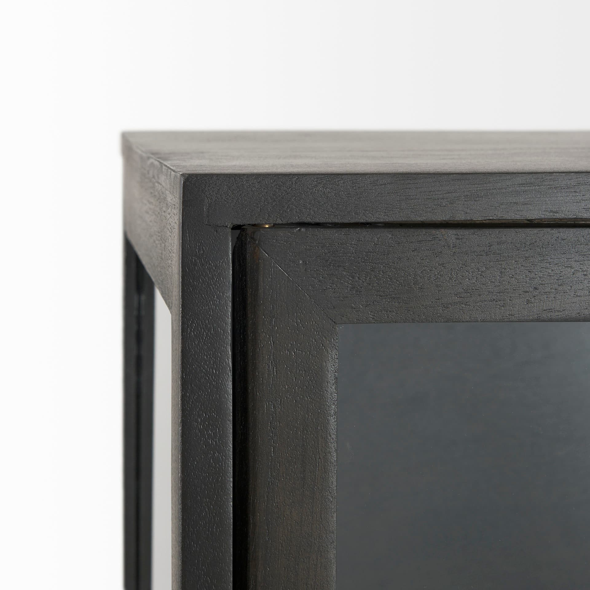 Arelius 36L x 18.75W x 63H Black-Brown Wood W/ Black Metal Base Display Cabinet — product photograph