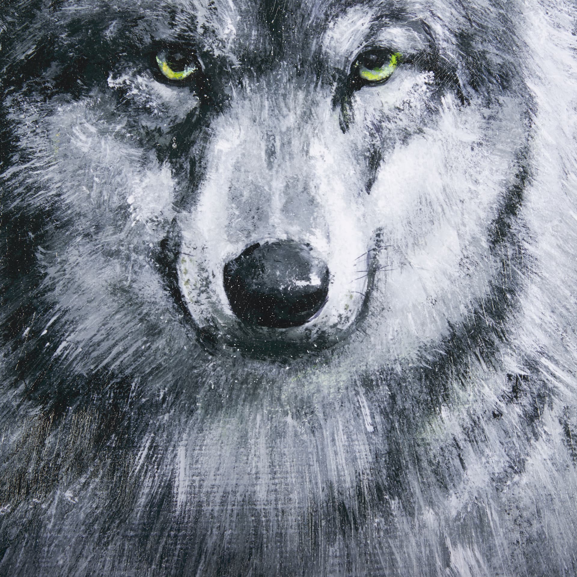 Animal Portrait II (Wolf) by Mercana Studio Hand Embellished Framed Art Print Matted under Glass — product photograph