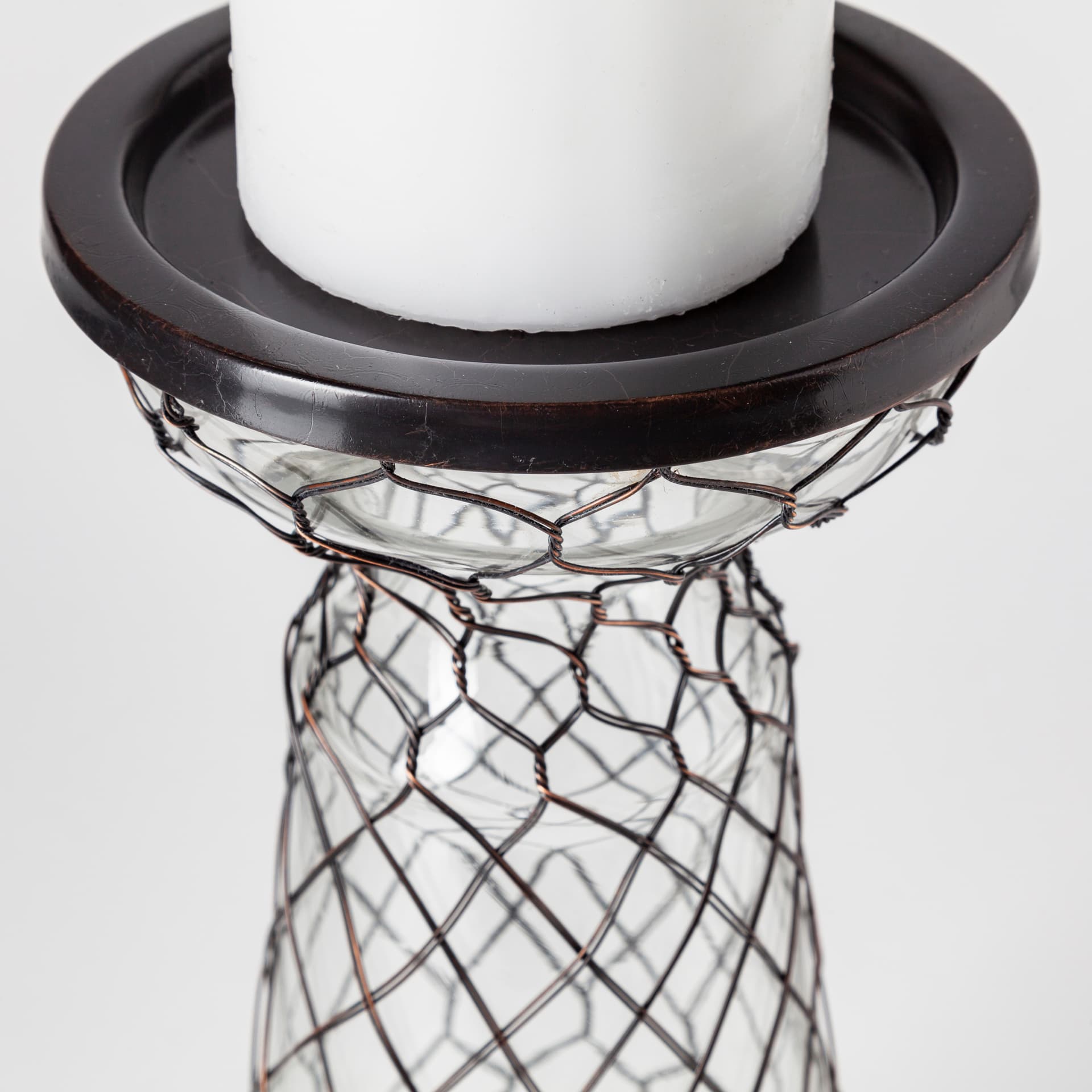 Shandra I Small Glass w/Metal Wire Snakeskin Pattern Table Candle Holder — product photograph