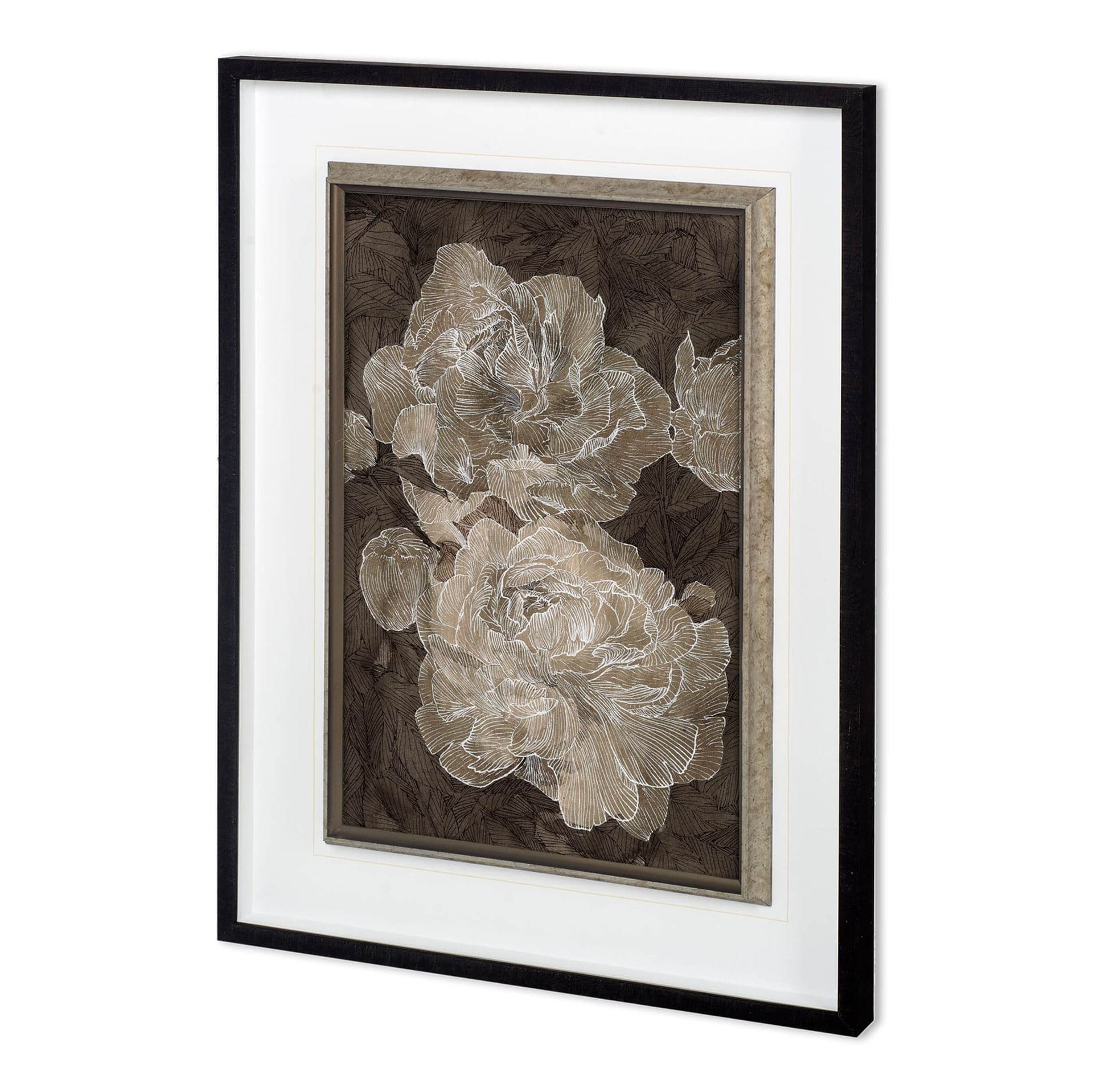 Weaved Peony I by Mercana Studio a Hand Embellished Textured Framed Art Print Matted under Glass — product photograph