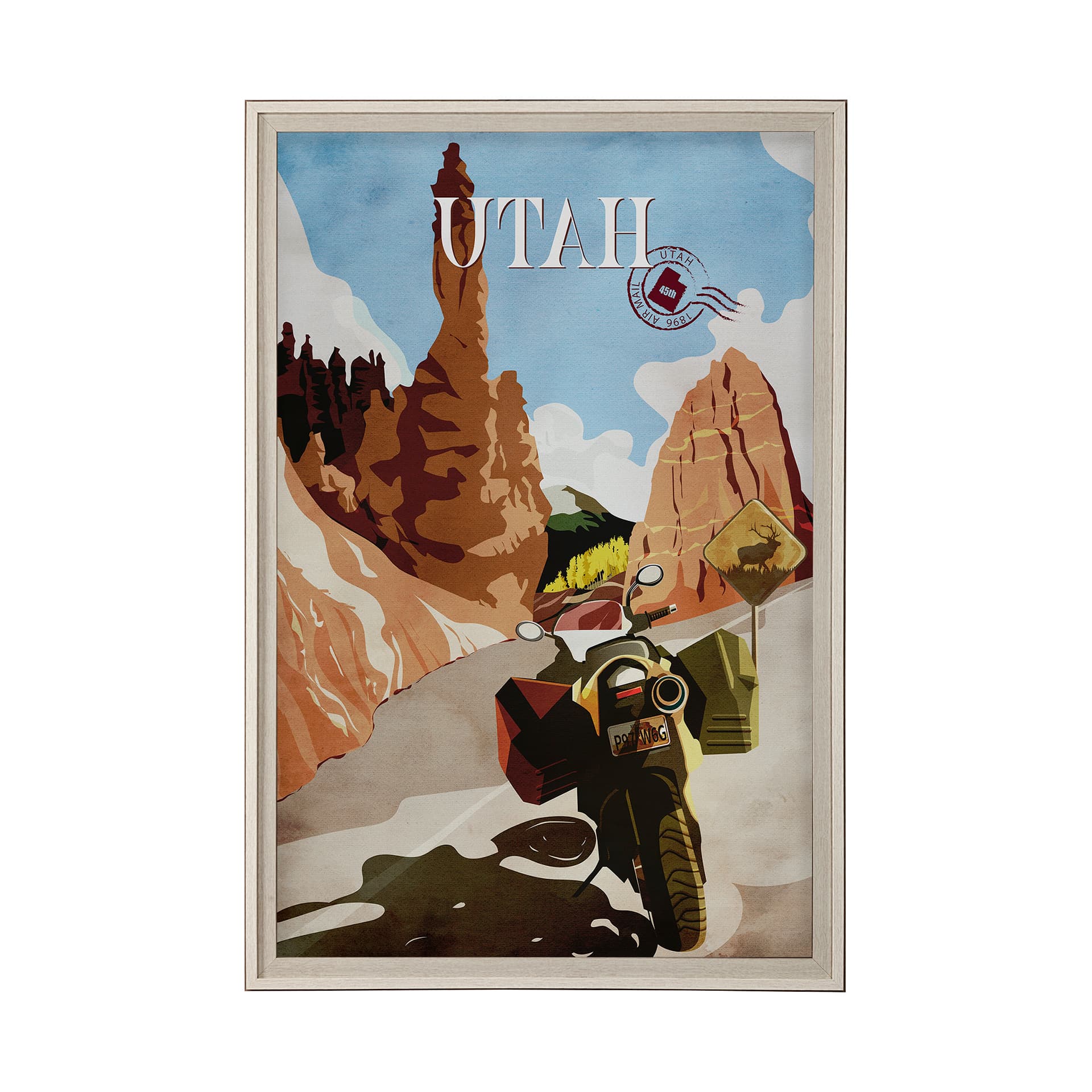 Utah Go USA (XL) by Mercana Studio a Hand Embellished Decograph Framed Art Print under Glass — product photograph