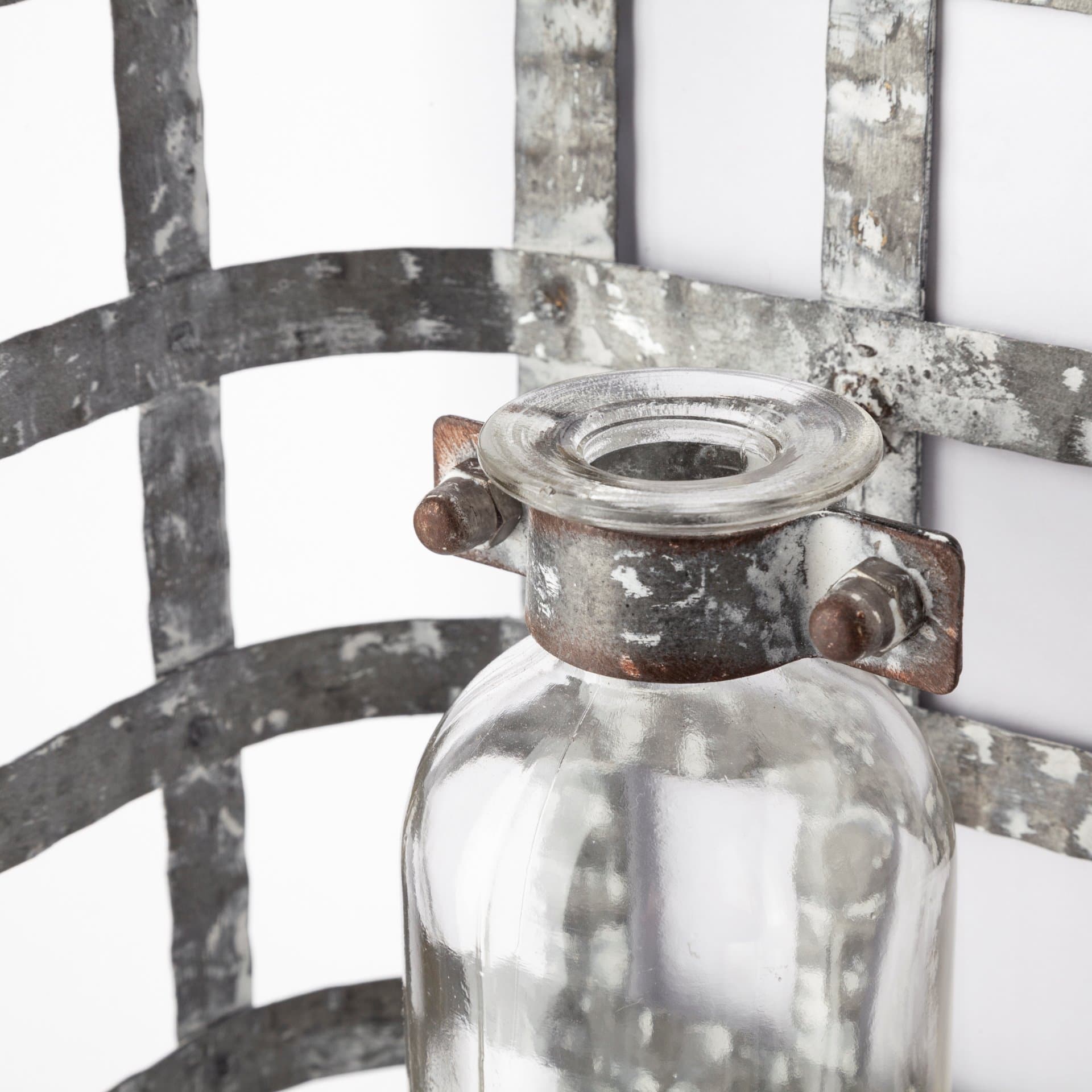 Margaret Wall Mounted Basket w Glass Bottle for Botanicals or Floral — product photograph