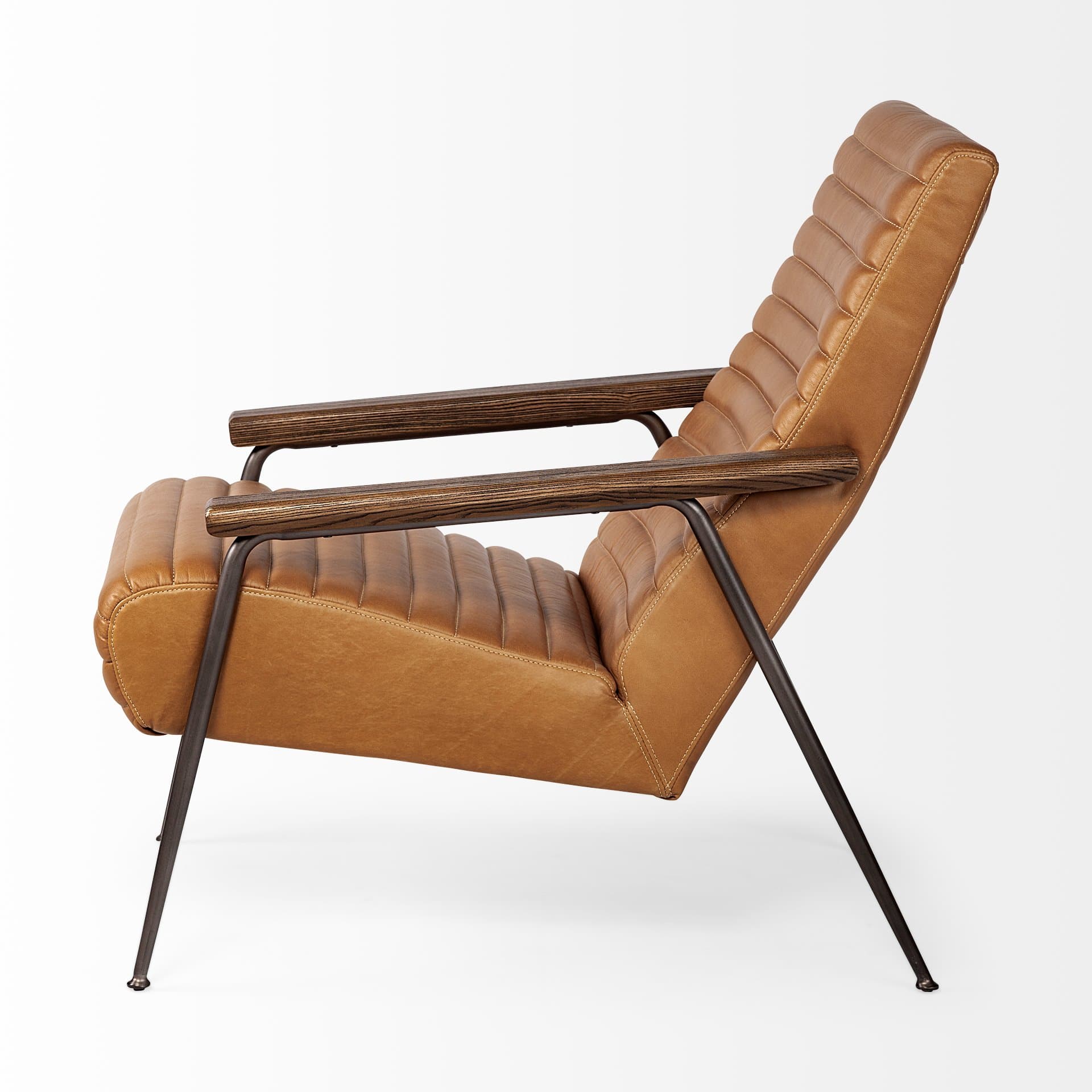 Grosjean Brown Leather Wrap Metal Frame Accent Chair — product photograph