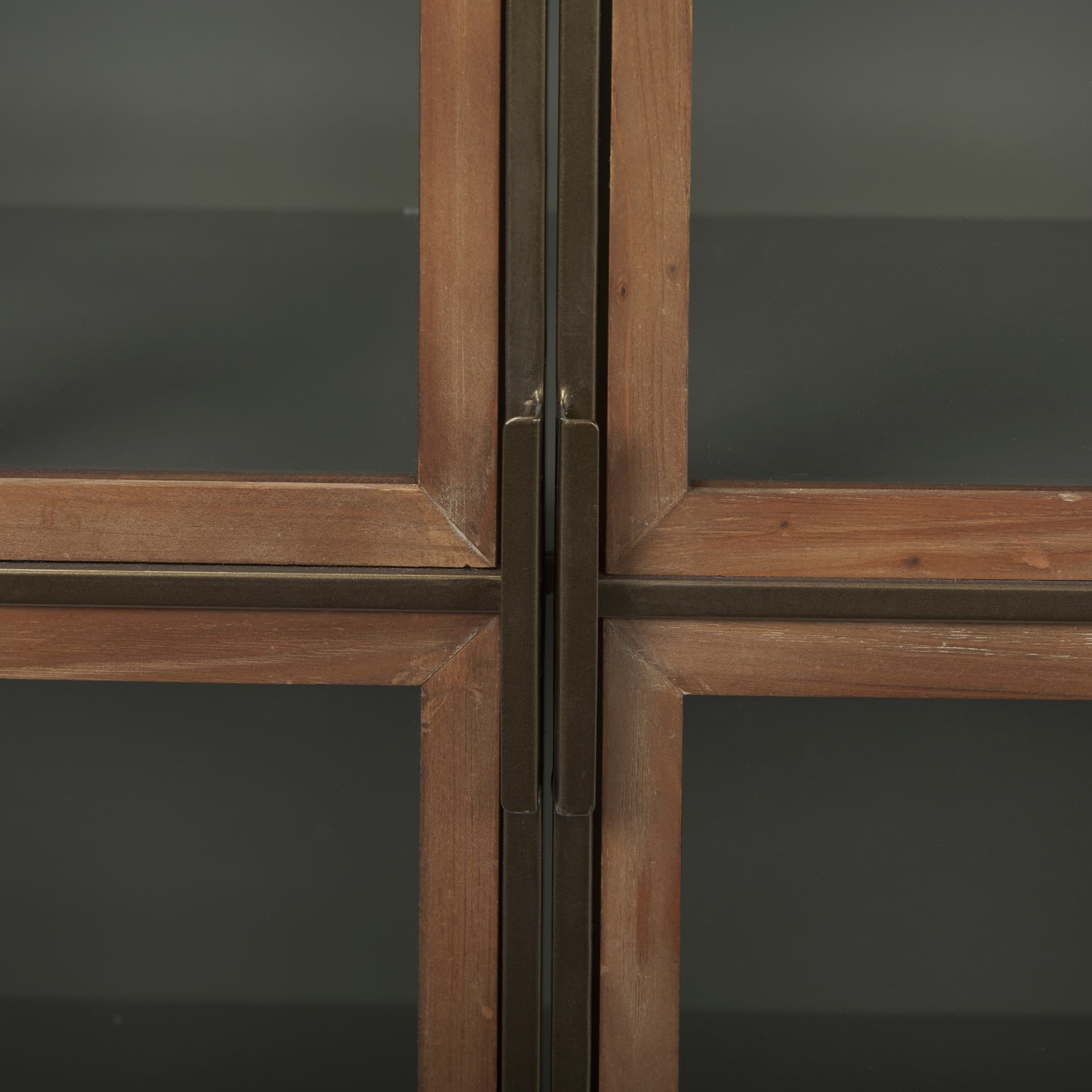 Pandora Dark Brass Metal W/Red Wood 2 Door Accent Cabinet — product photograph