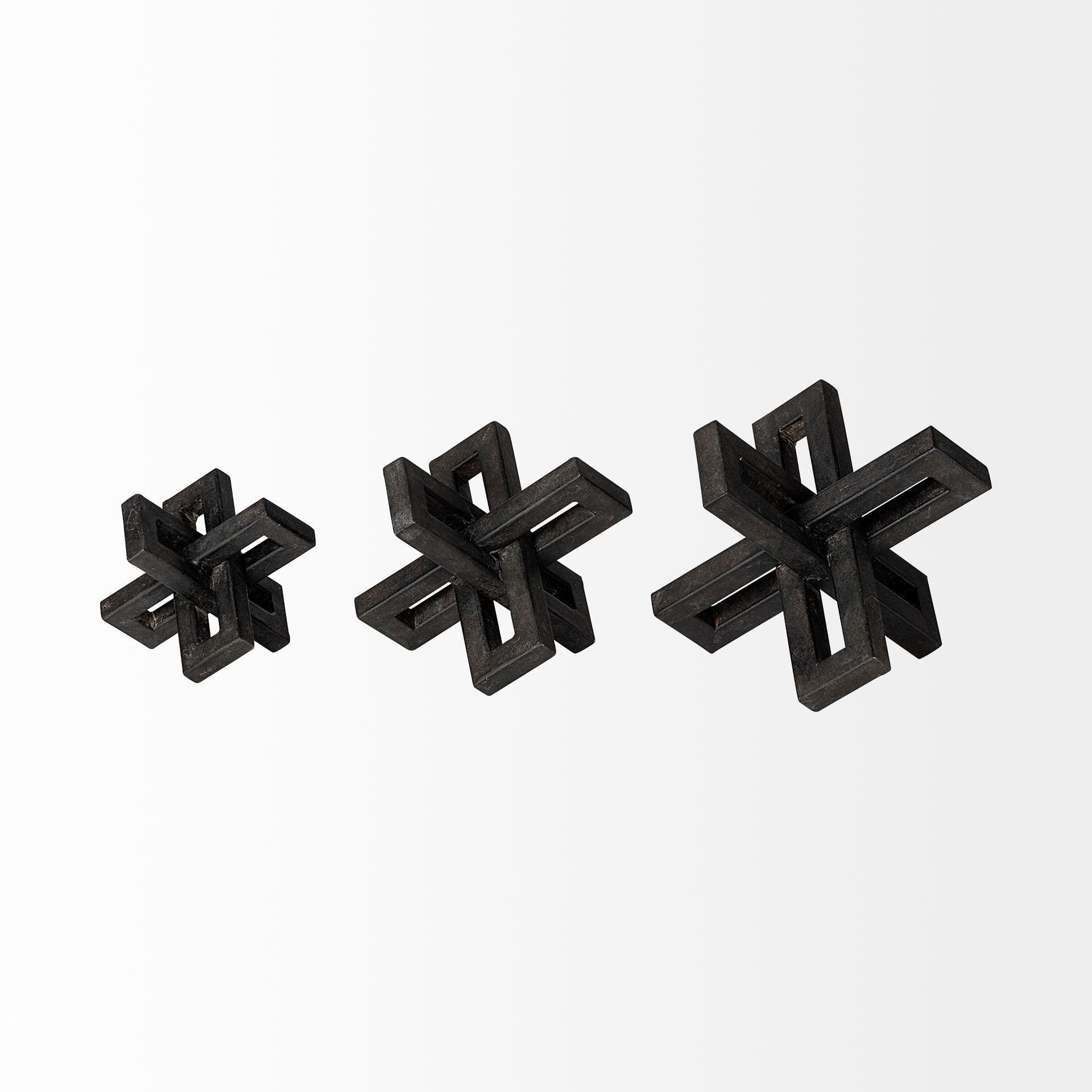 Aleph (Set of 3) Black Metal Small Medium & Large Jacks — product photograph
