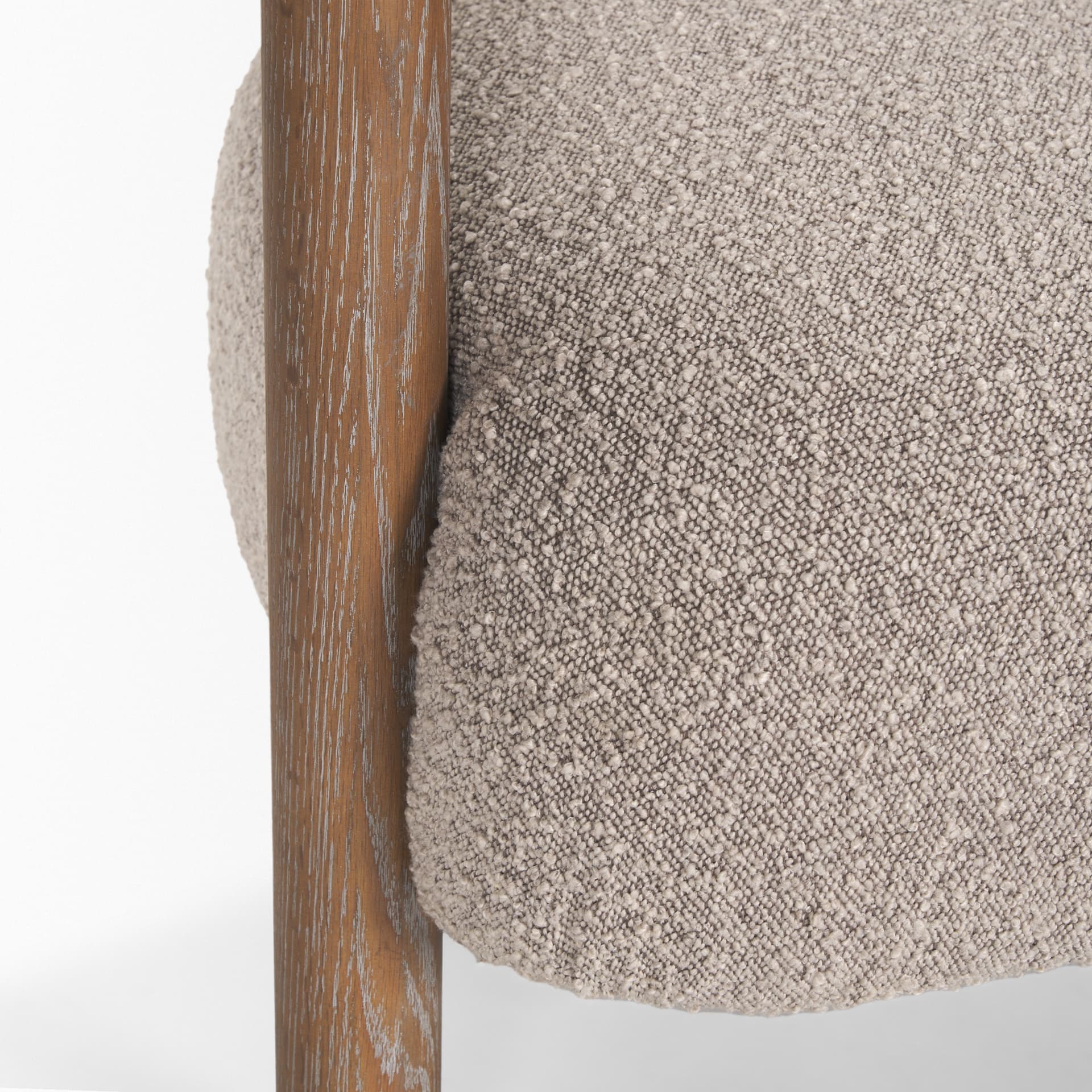 Gianna Open Back Medium Brown Wood w/ Taupe Boucle Fabric Accent Chair — product photograph
