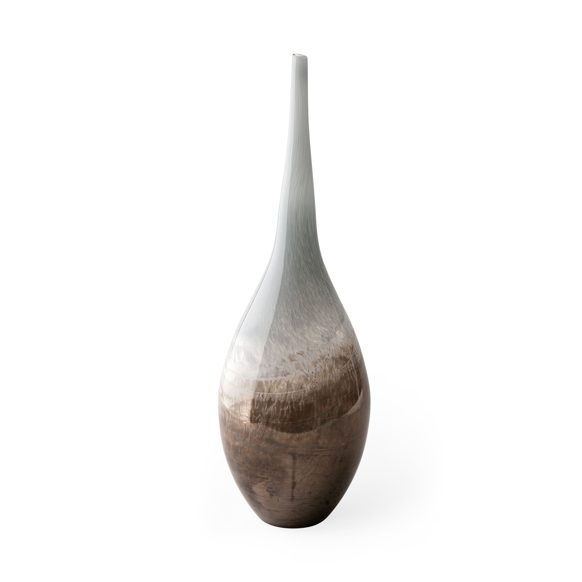 Erie II Tall Two Toned Sky Blue Dark Brown Blown Glass Vase — product photograph