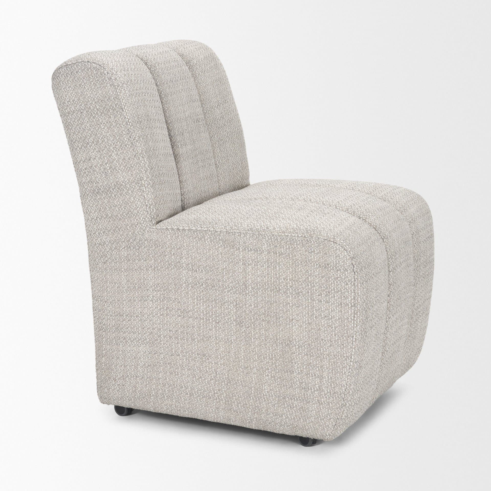 Wilkins Barrel Back Dining Arm Chair | Gray Fabric w/ Wood — product photograph