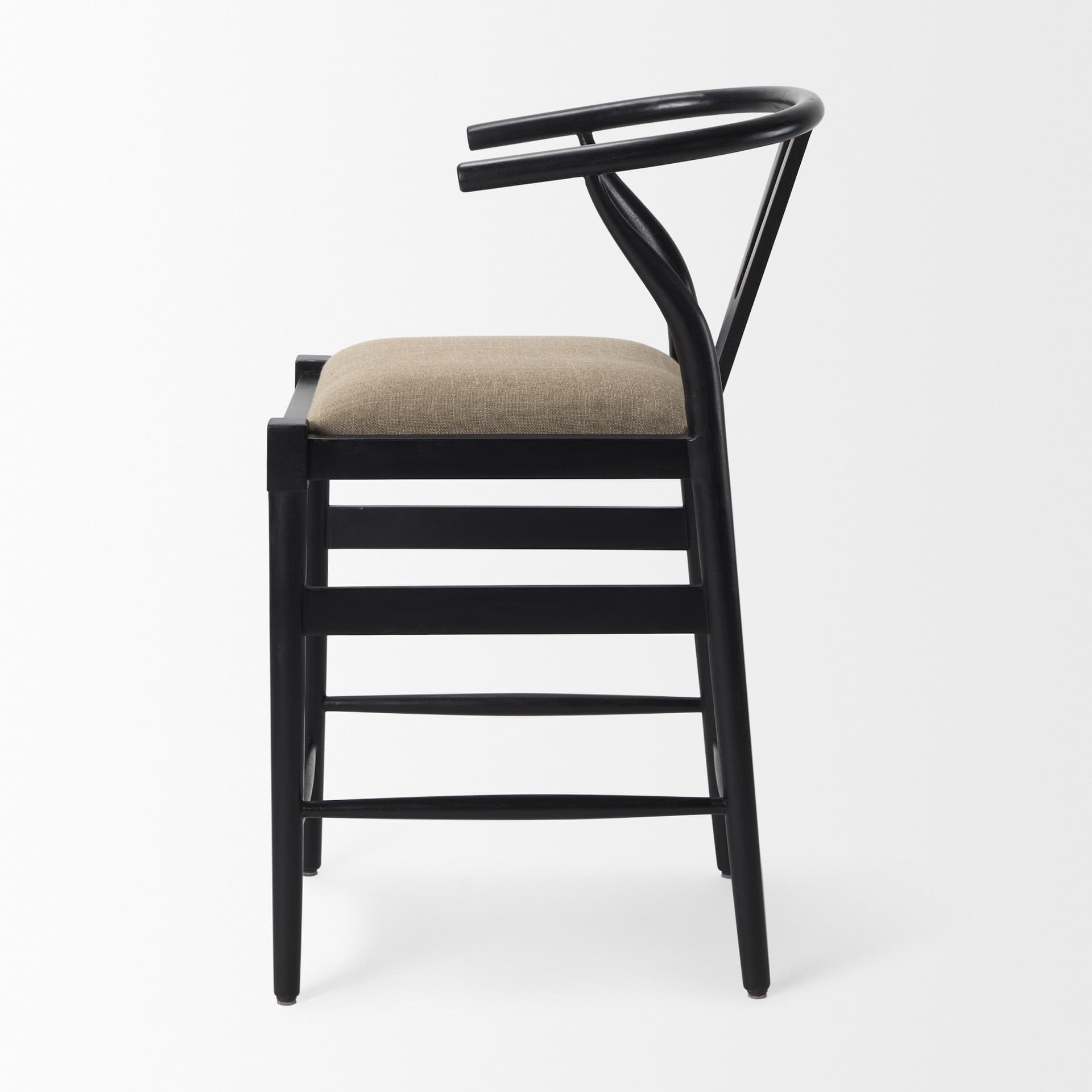 Trixie Backless 37.5in Seat Counter Stool | Beige Fabric w/ Black Wood — product photograph