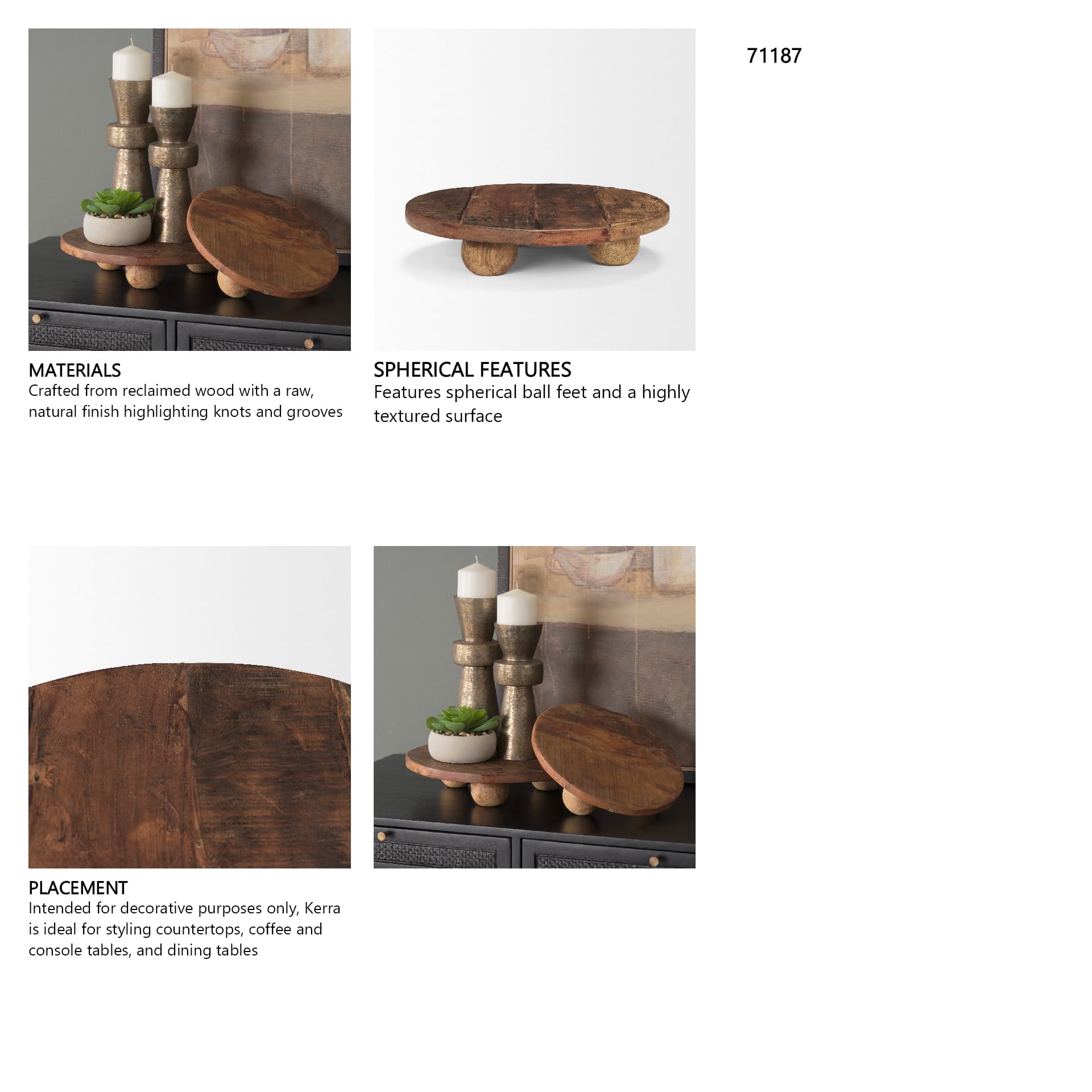 Kerra Large Solid Reclaimed Wood Tray — in a styled room