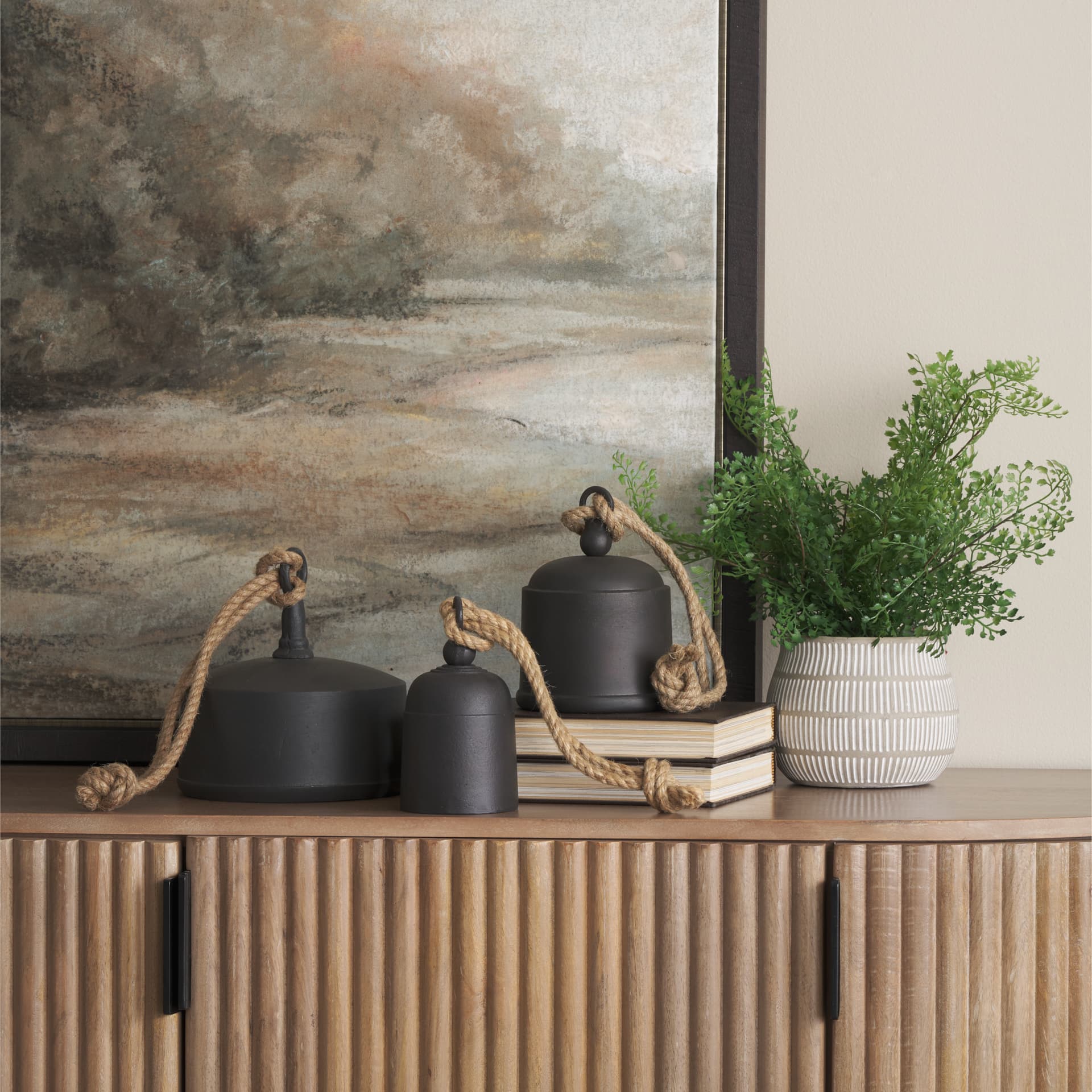 Quincy Small Matte Black Metal Decorative Bell Object — product photograph