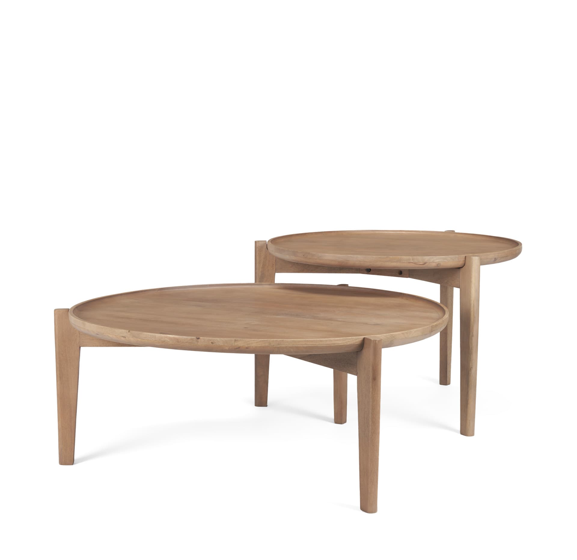 Cleaver (Set of 2) 40" & 31" Round Brown Solid Wood Nesting Coffee Tables — product photograph