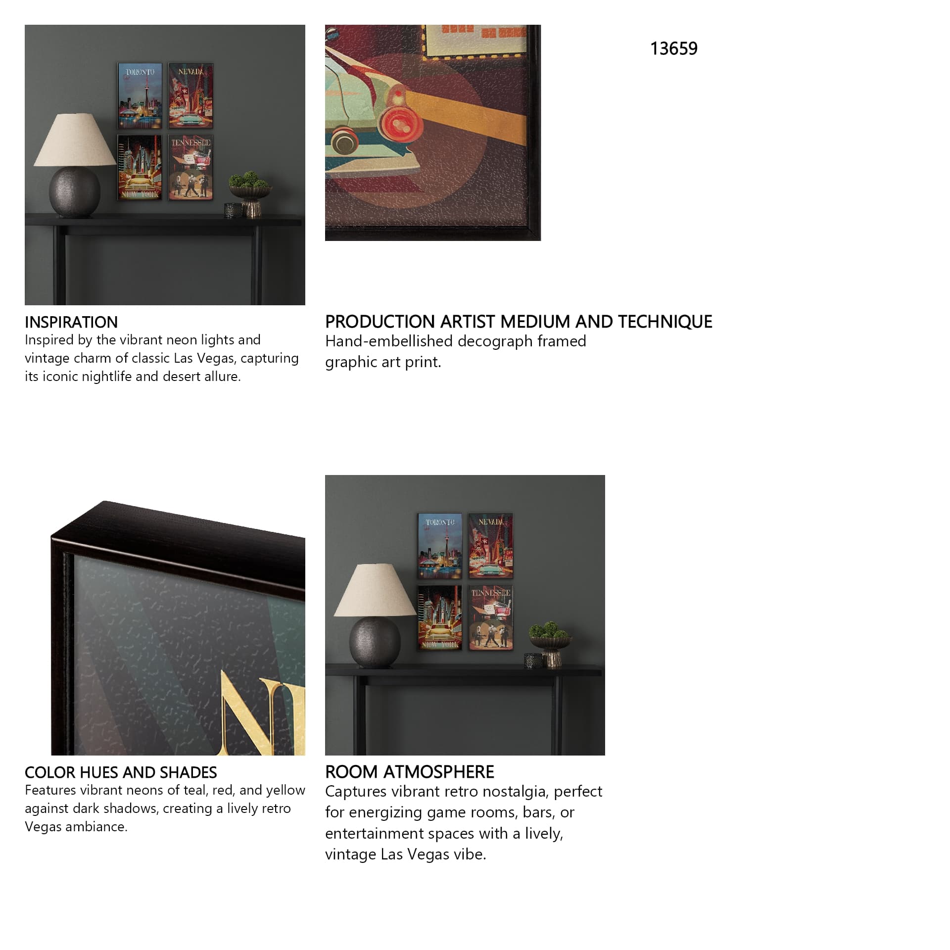 Nevada Go USA (SM) by Mercana Studio a Hand Embellished Decograph Framed Art Print — in a styled room