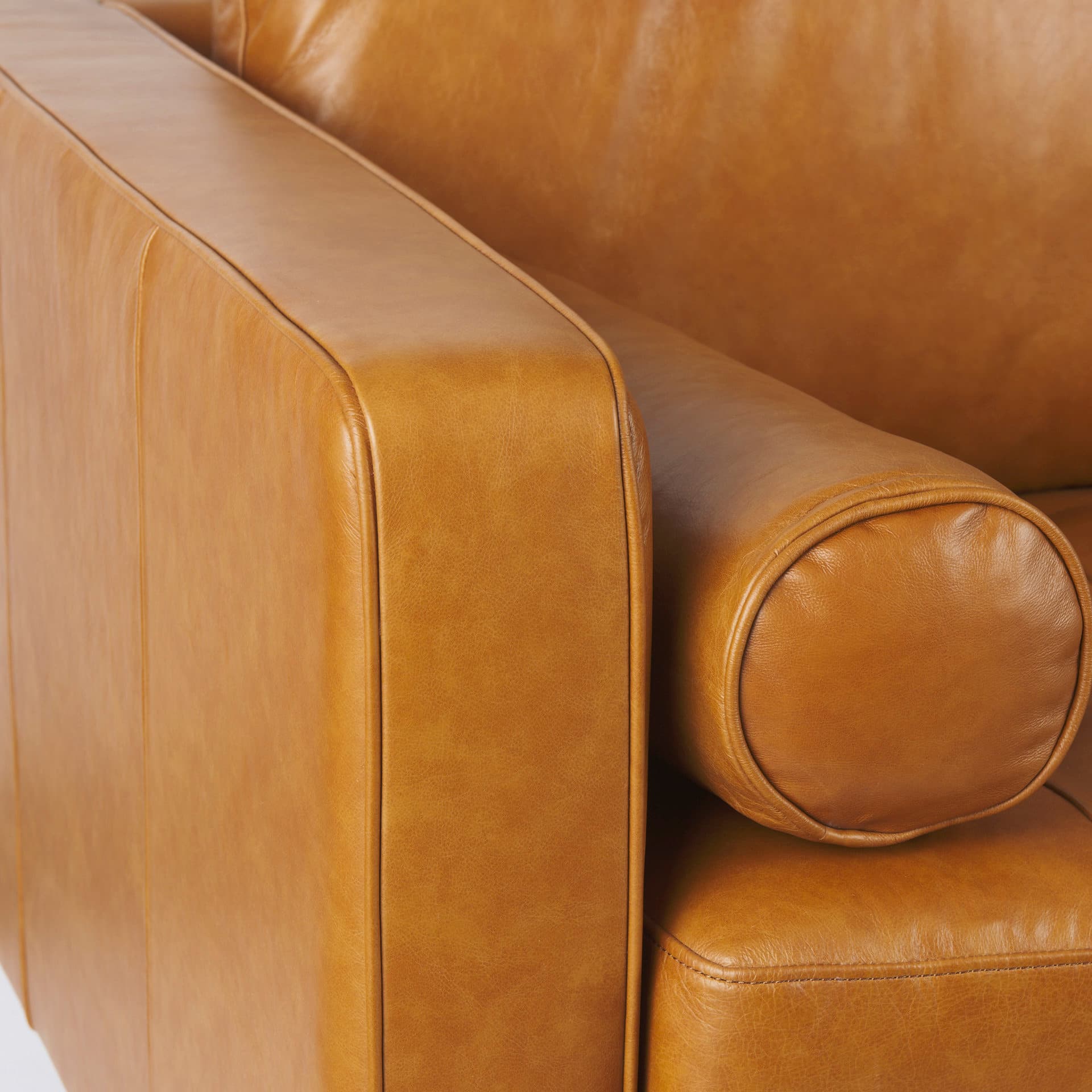 Svend 65.0L x 38.0W x 34.0H Tan Leather Love Seat Sofa — product photograph