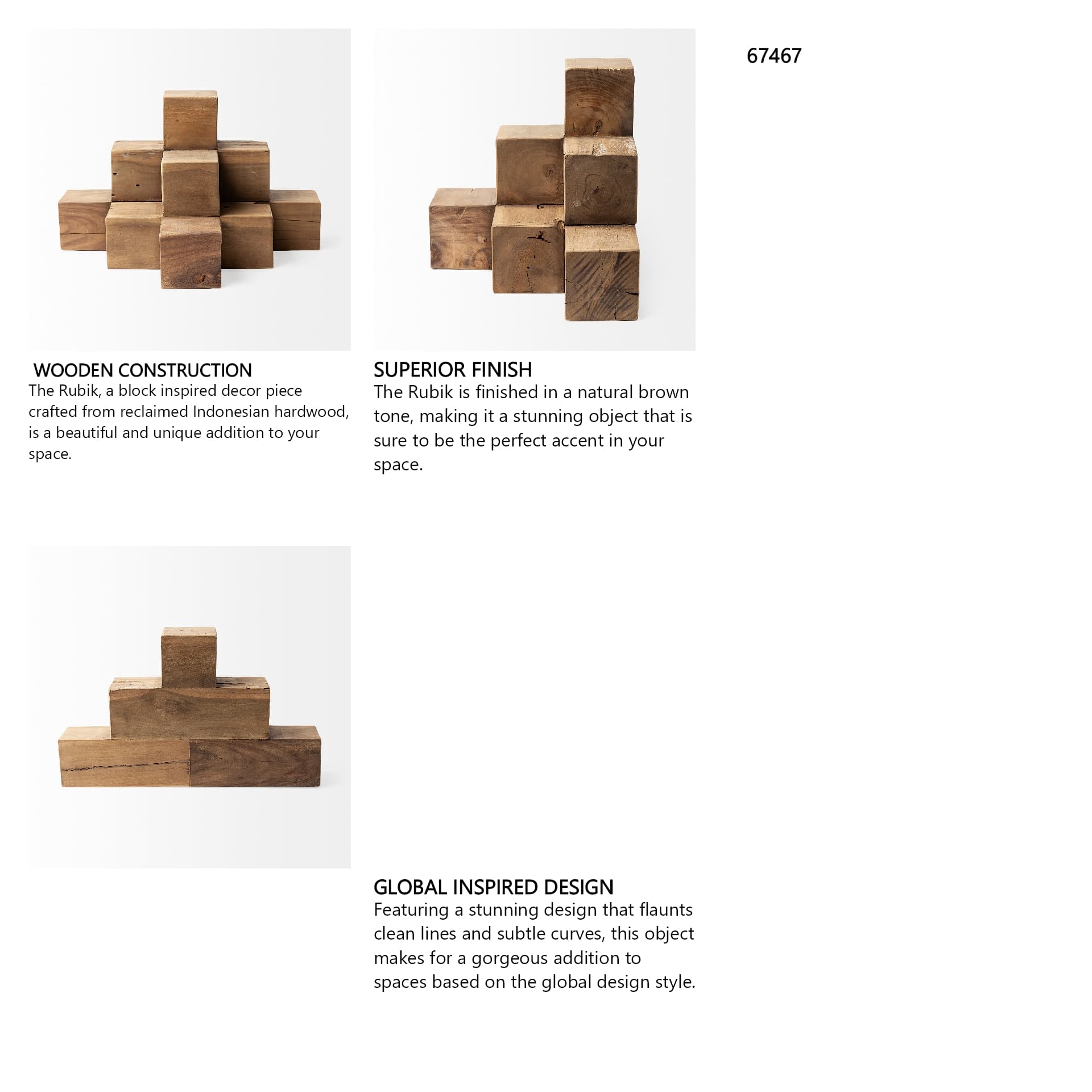 Rubik 15L x 10W Natural Wooden Cube Display Object — in a styled room