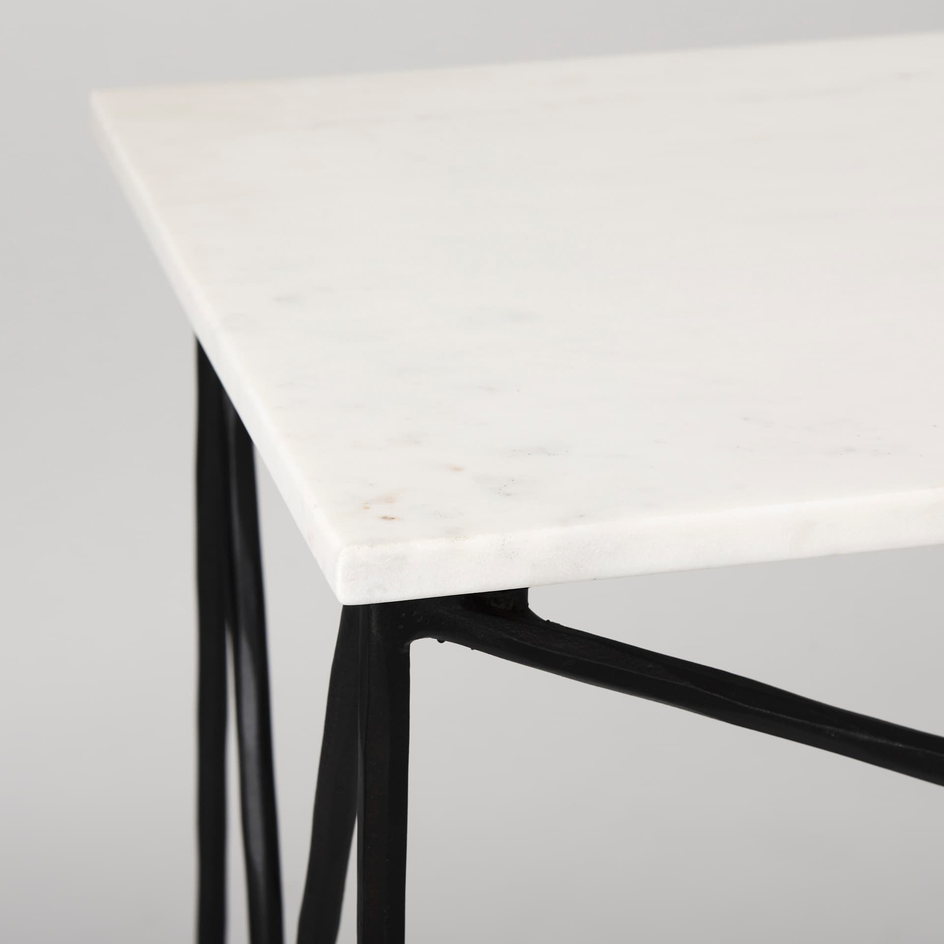 Lorlei Marble Top w/ Gray Iron Base Console Table — product photograph