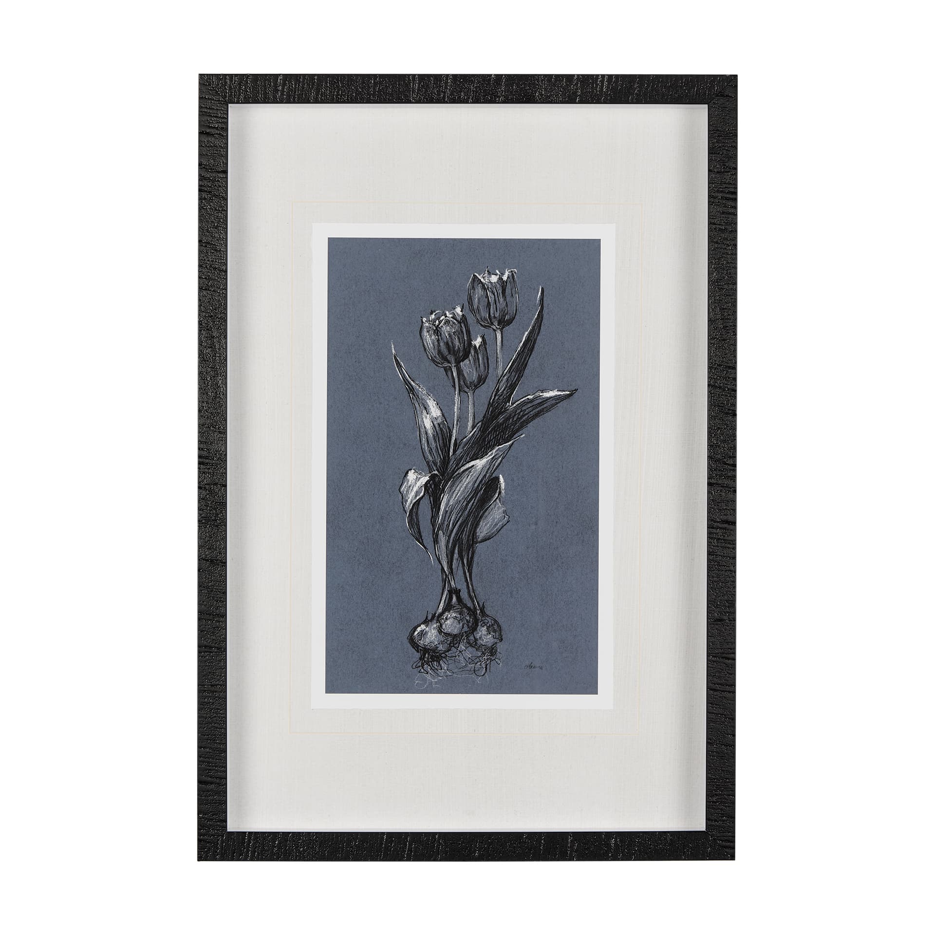 Botanical sketches I (Blue) by Mercana Studio Hand Embellished Framed Art Print Matted under Glass — product photograph
