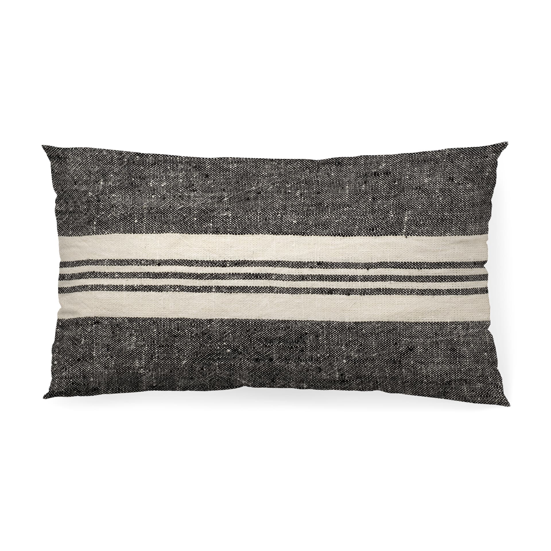 Sharon 14x26 Black With Stripes Decorative Pillow Cover — product photograph