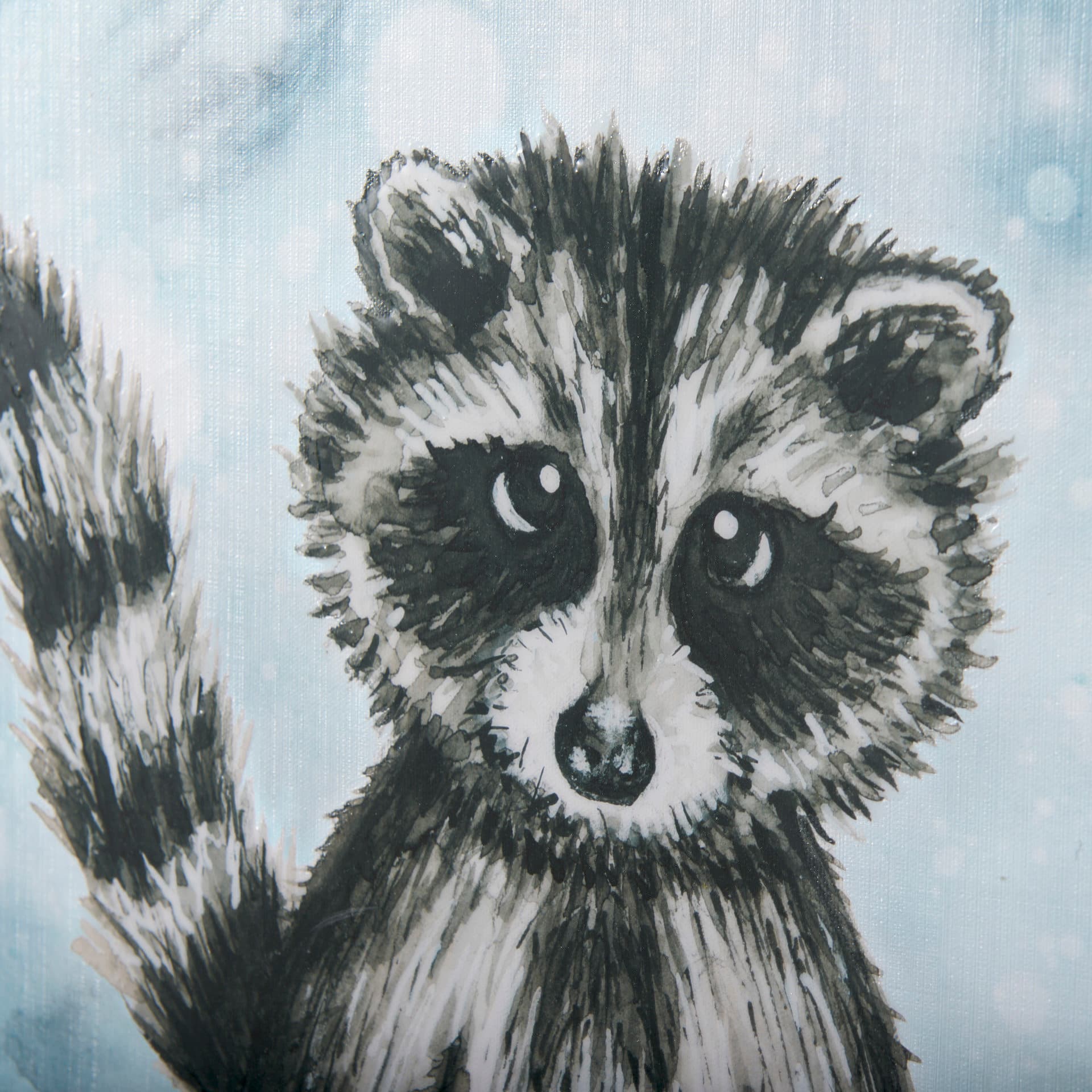 Winter Racoon by Mercana Studio a Hand Embellished Textured Canvas — product photograph
