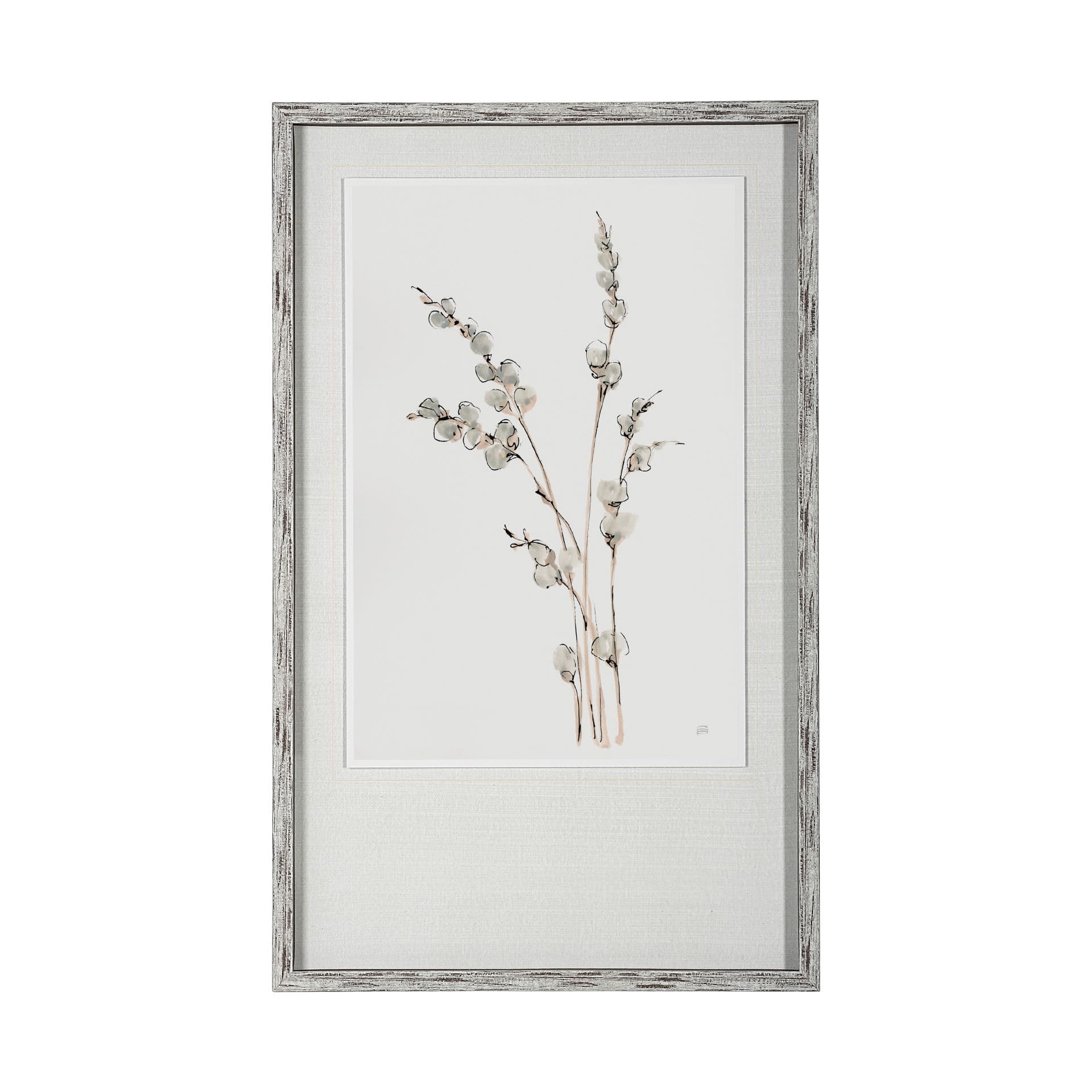 Pussy Willows IV by Chris Paschke a Hand Embellished Textured Framed Art Print Matted under Glass — product photograph