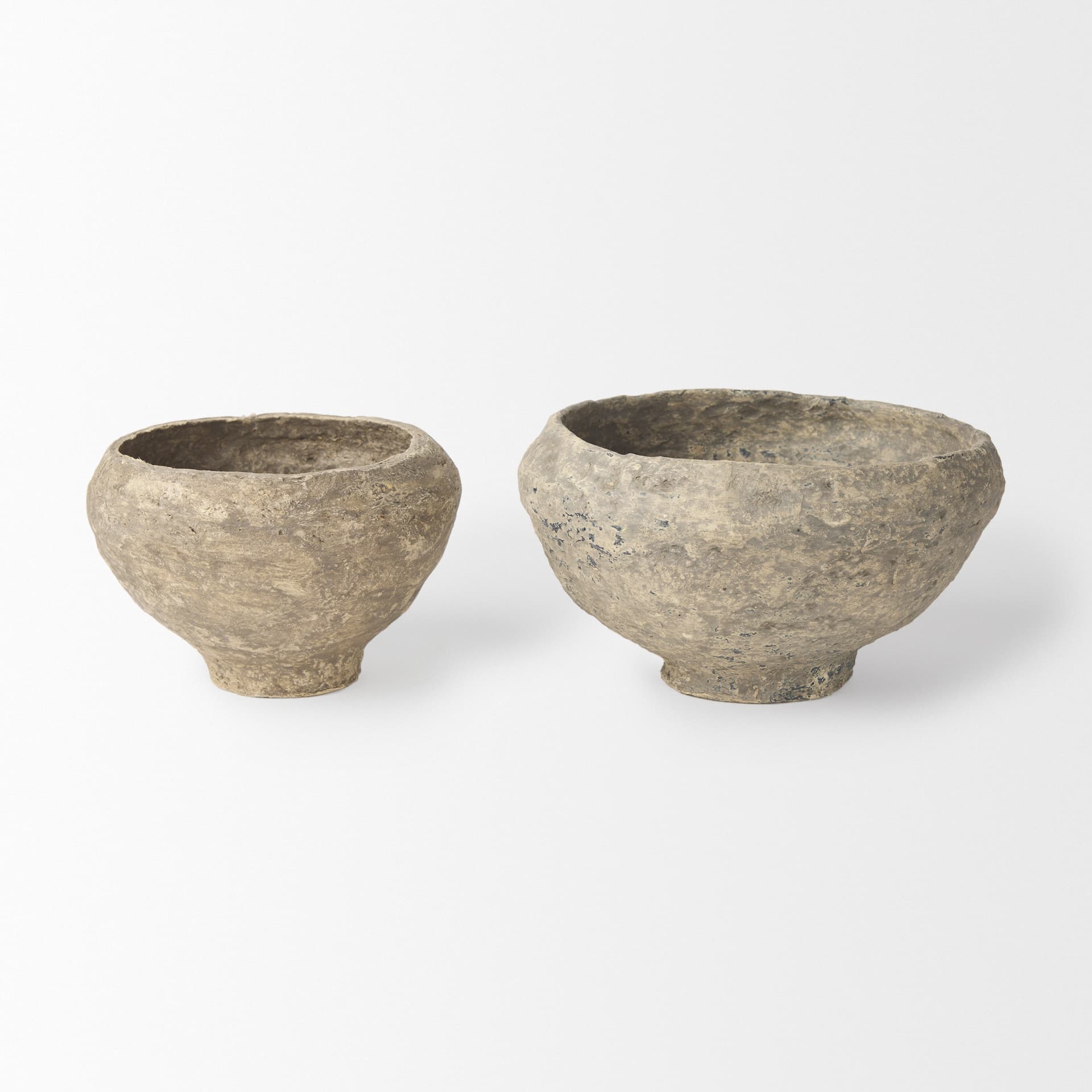 Sonu Set of 2 Gray Paper Mache Half-Pot Bowls — product photograph