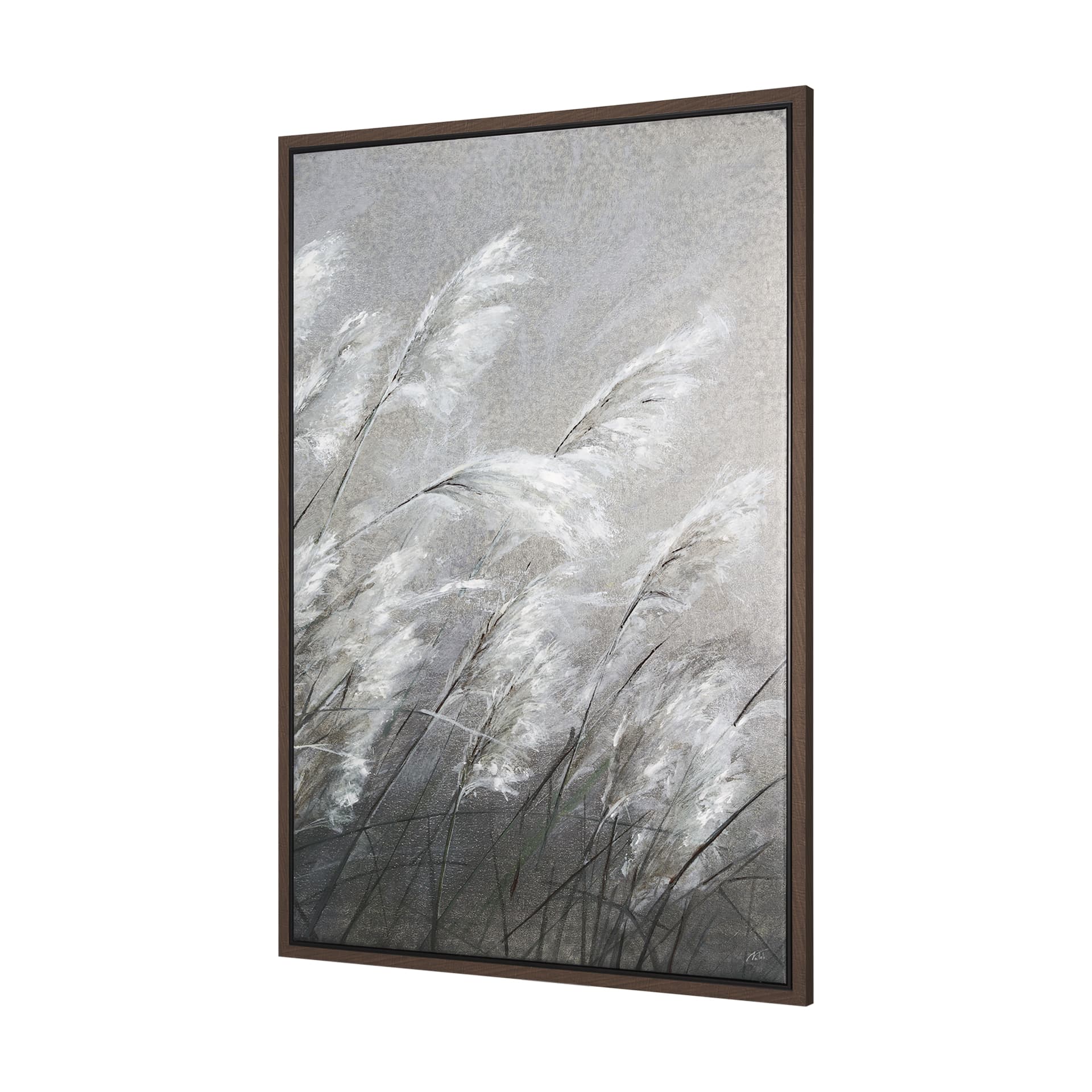 Pampas Grass Breeze II by Mercana Studio a Hand Embellished Textured Framed Canvas — product photograph