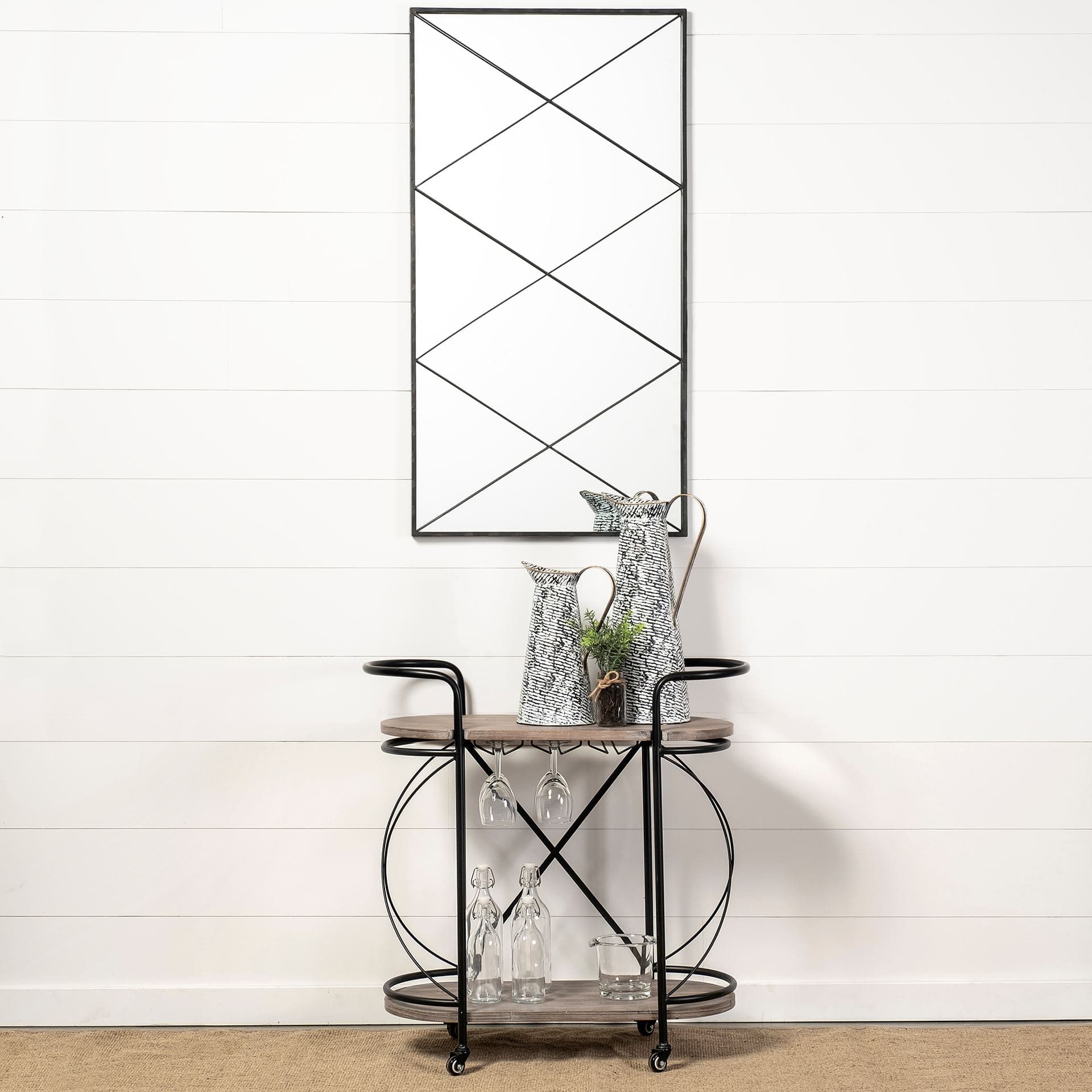 Colette Small Black/White Patterned Vase — in a styled room