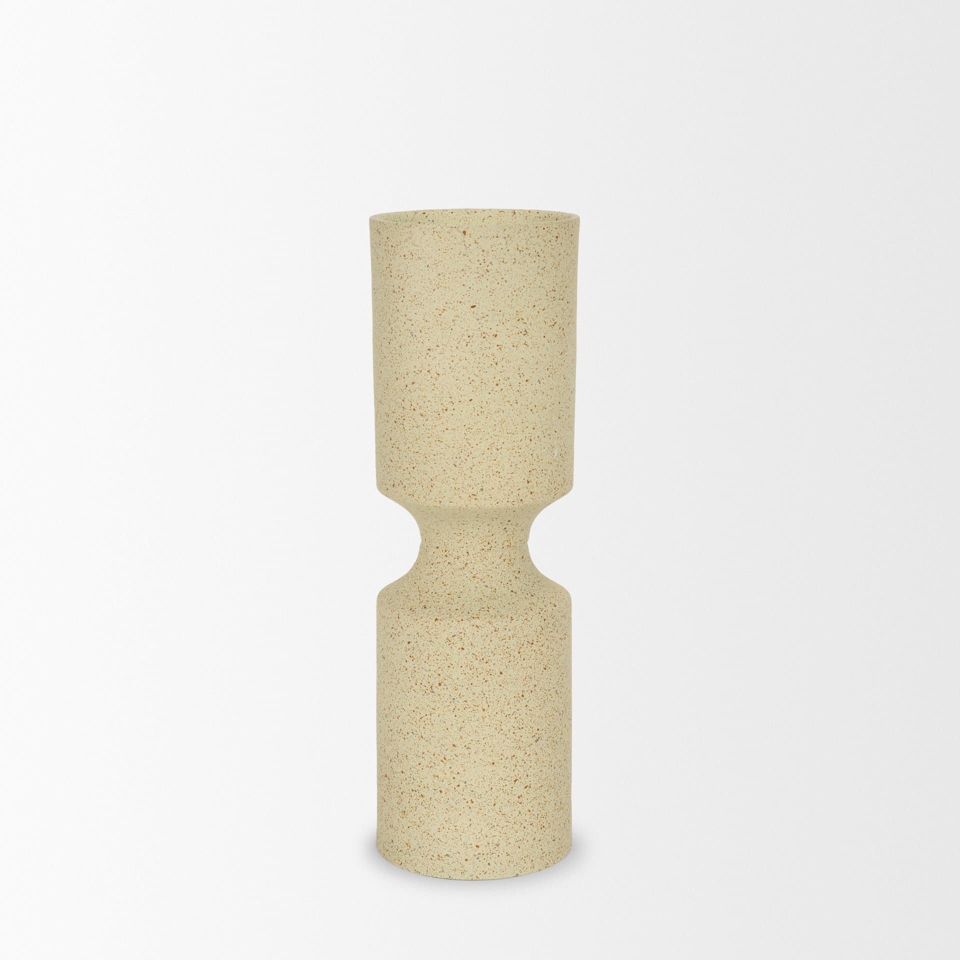 Akira Large Textured Beige Metal Pillar Candle Holder — product photograph